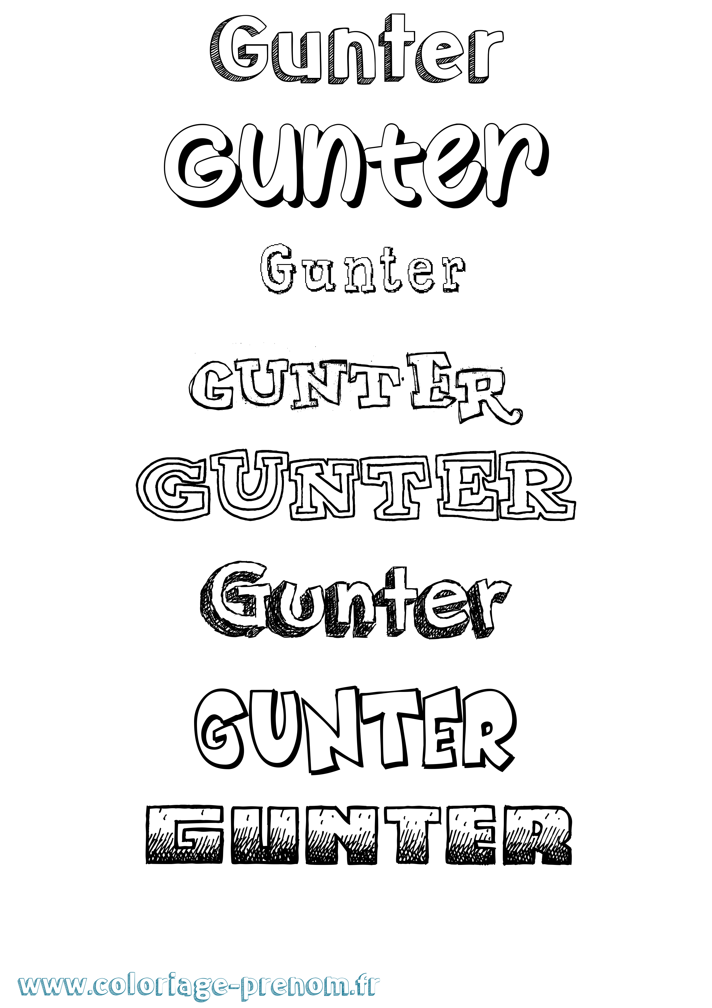 Coloriage Gunter Dessiné Coloriage prénom Gunter Dessiné
