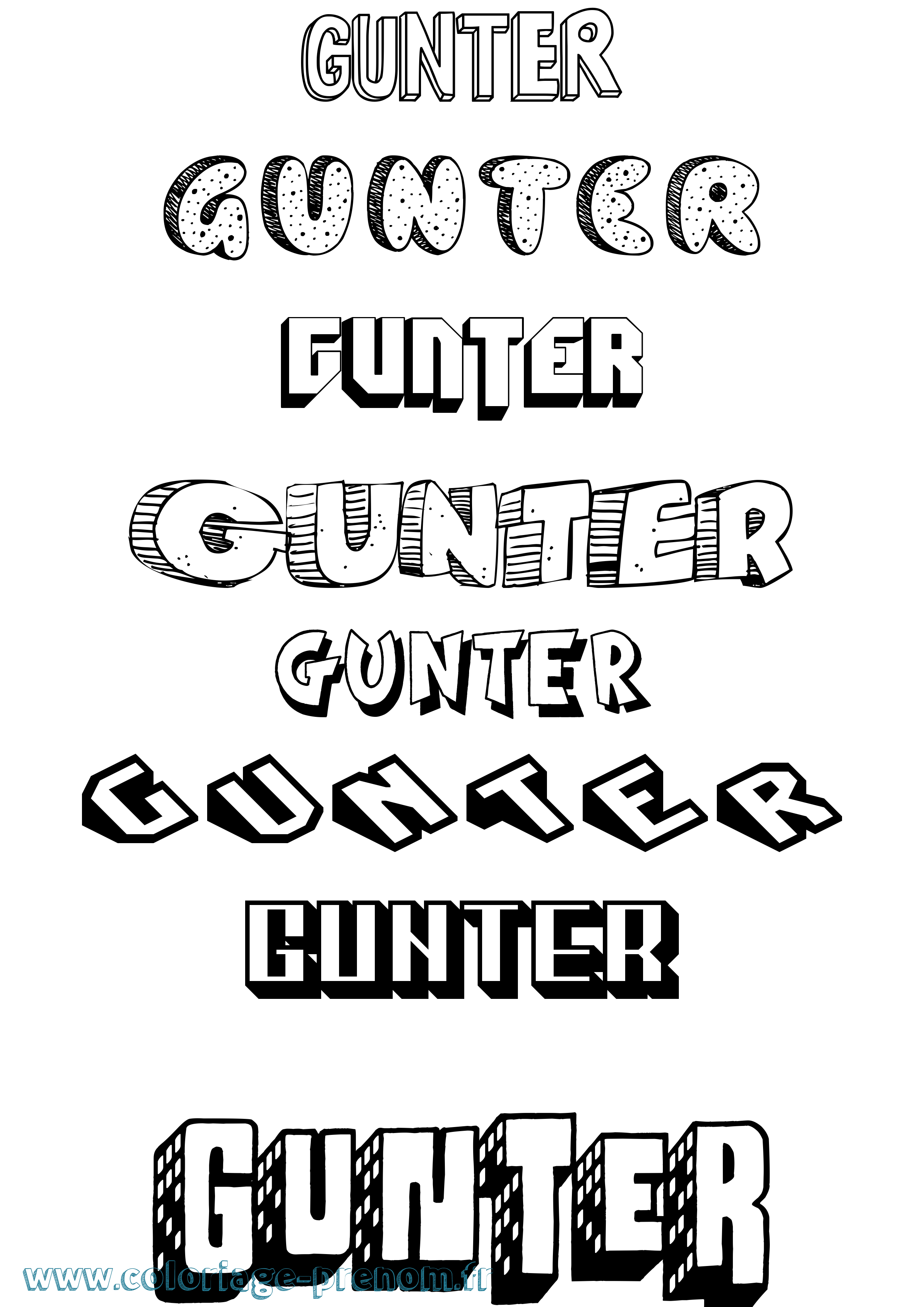Coloriage Gunter Effet 3D Coloriage prénom Gunter Effet 3D