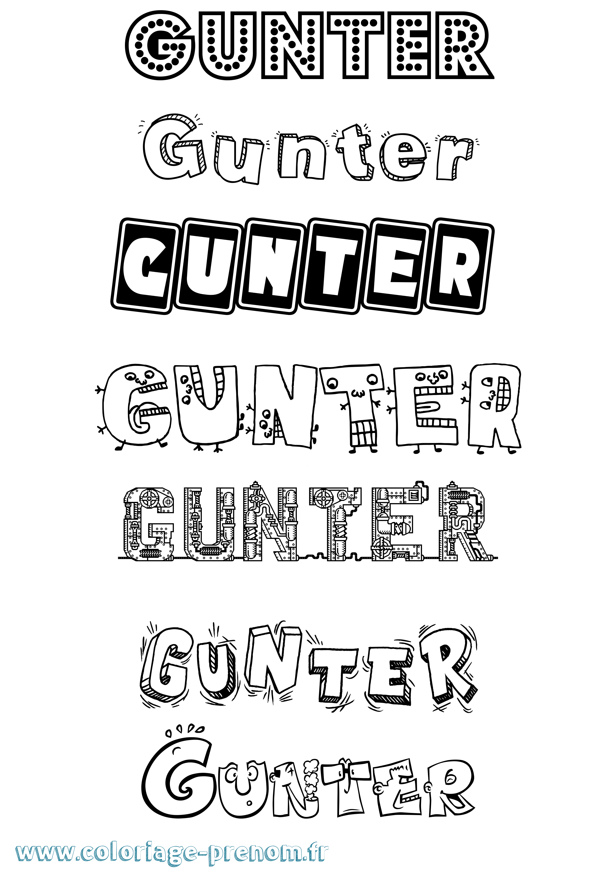Coloriage Gunter Fun Coloriage prénom Gunter Fun