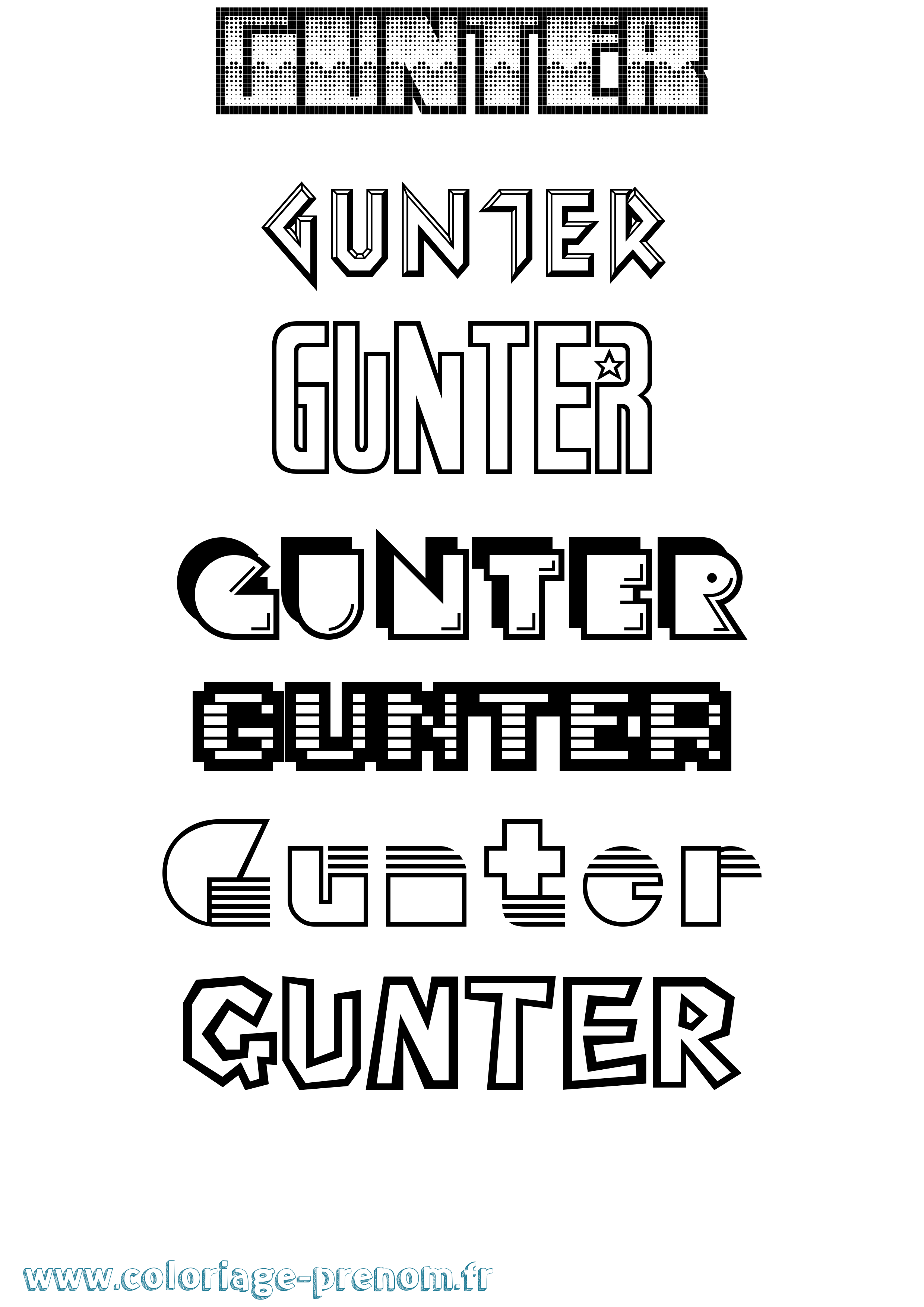 Coloriage Gunter Jeux Vidéos Coloriage prénom Gunter Jeux Vidéos