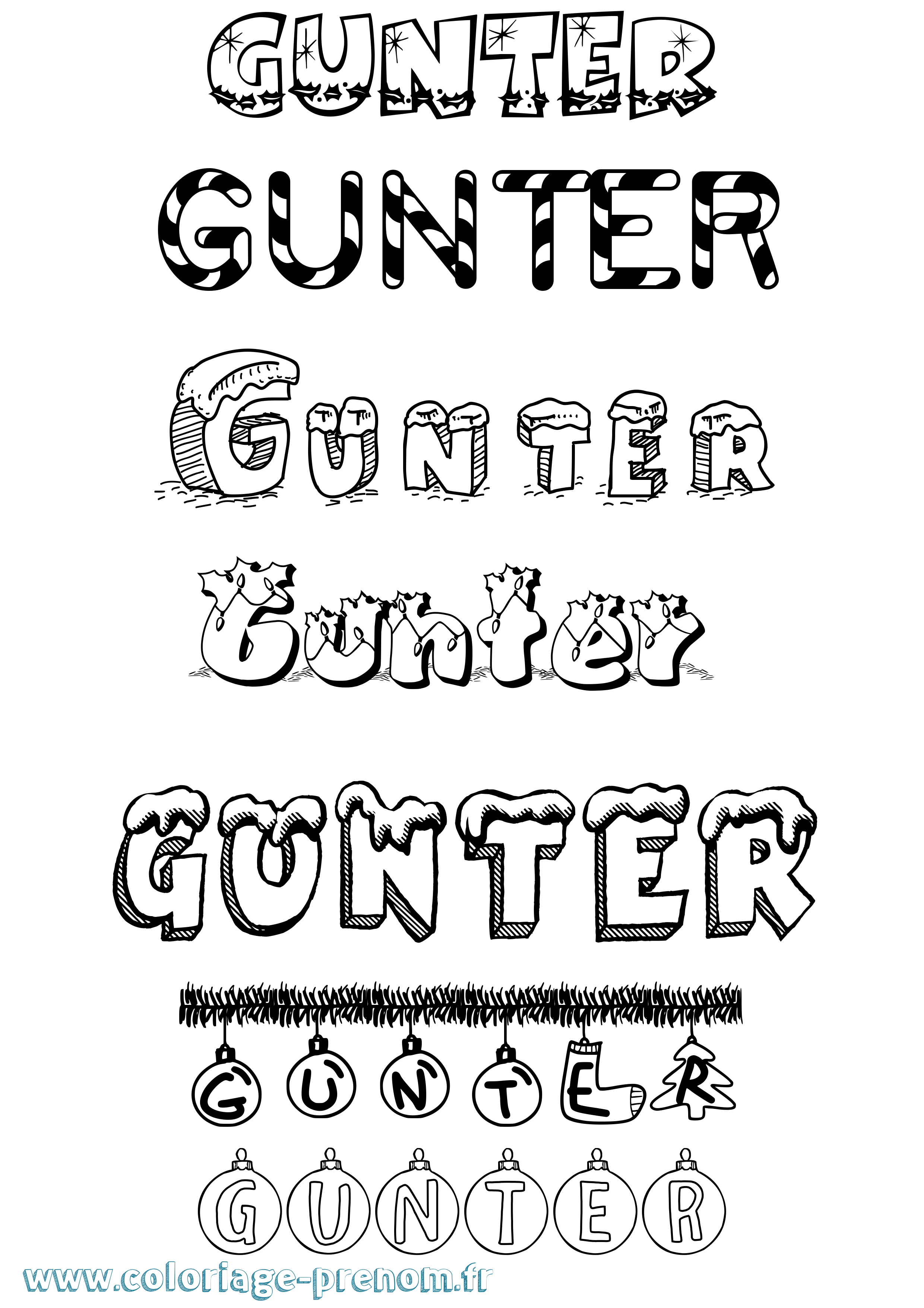 Coloriage Gunter Noël Coloriage prénom Gunter Noël