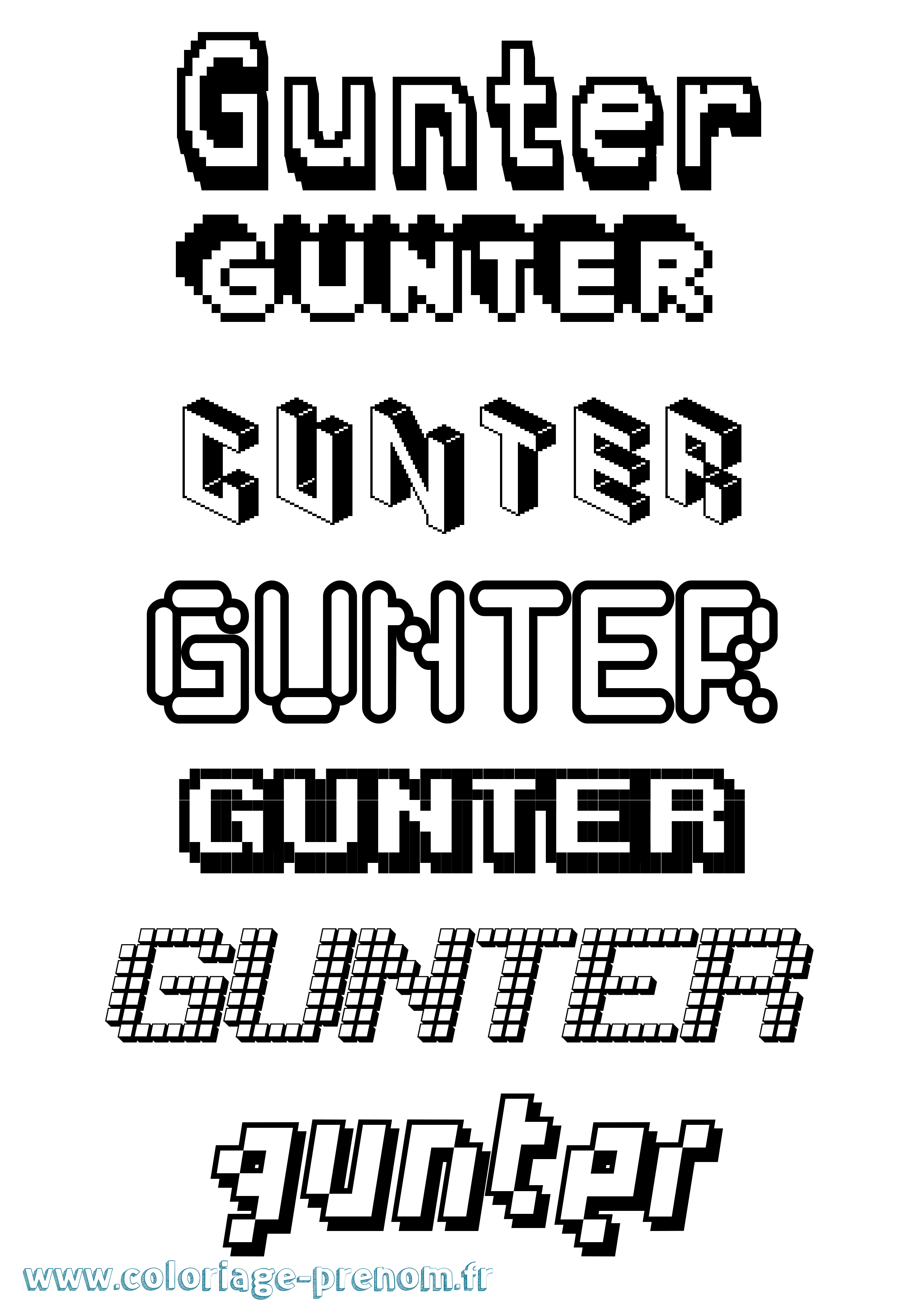 Coloriage Gunter Pixel Coloriage prénom Gunter Pixel
