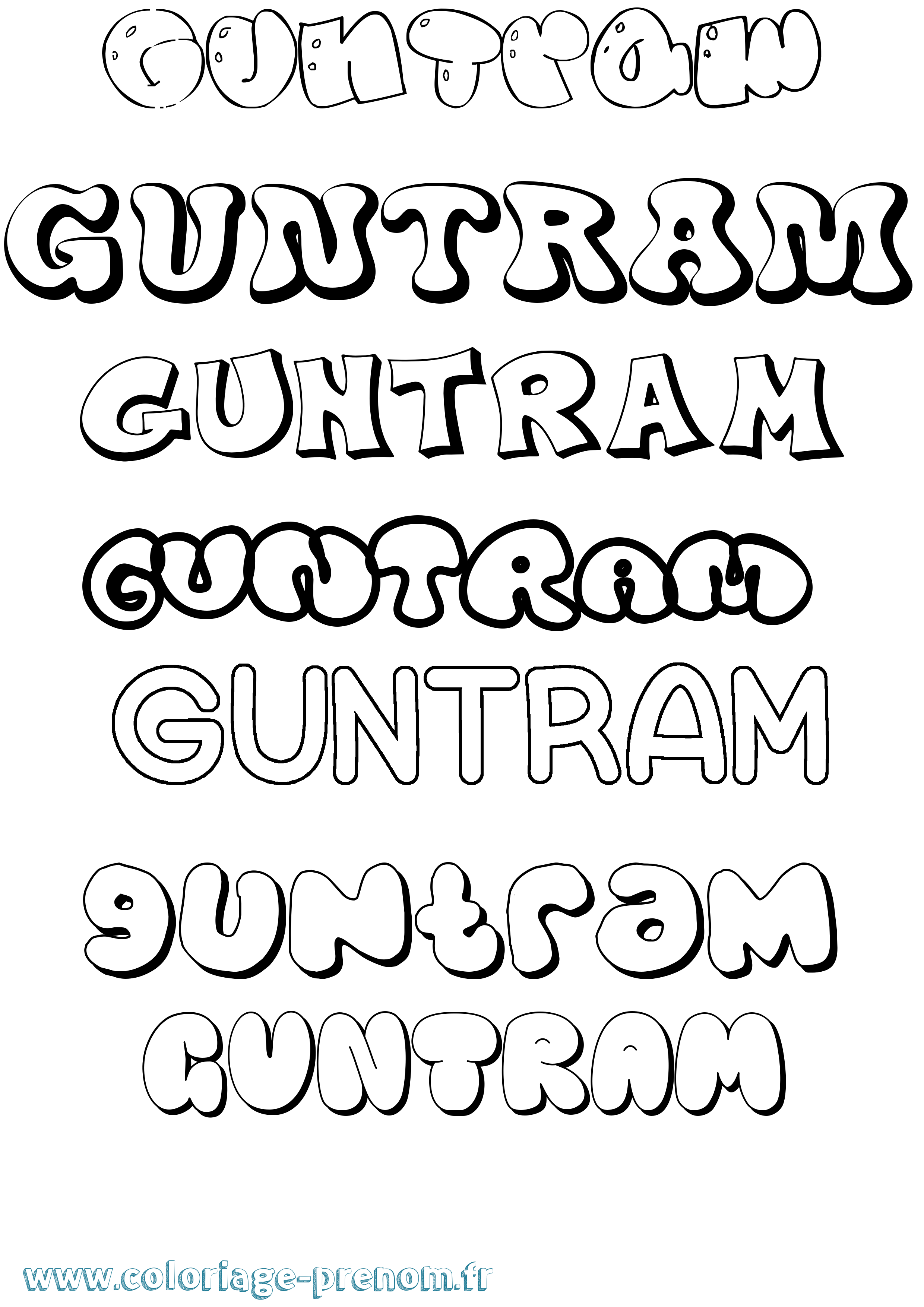 Coloriage Guntram Bubble Coloriage prénom Guntram Bubble