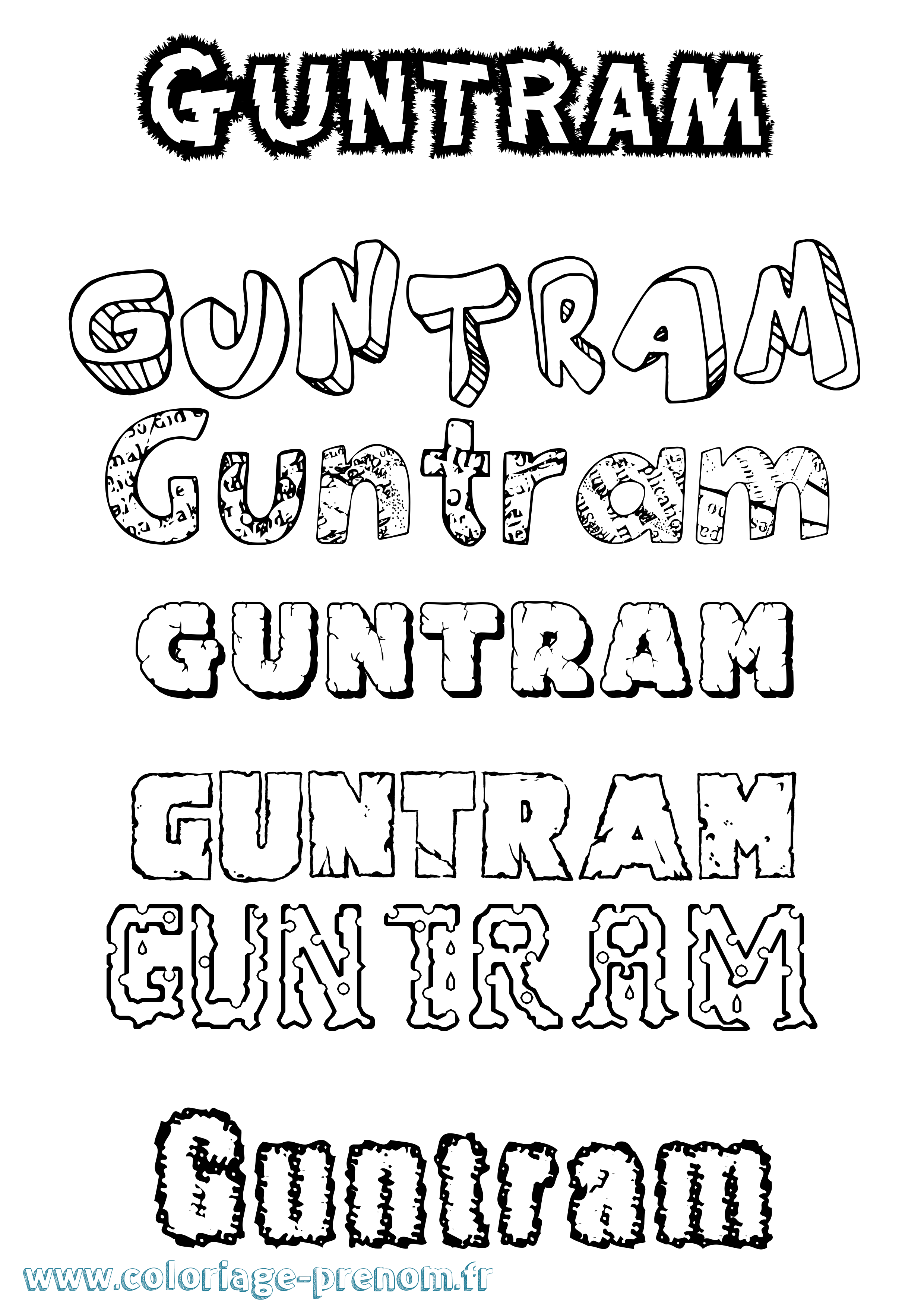 Coloriage Guntram Destructuré Coloriage prénom Guntram Destructuré