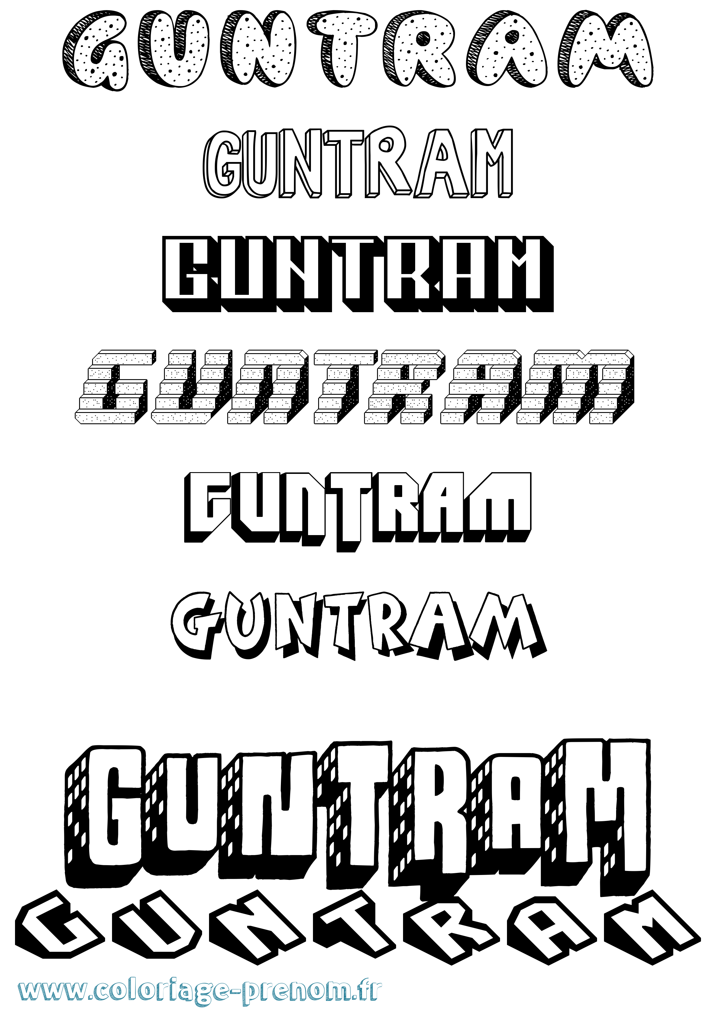 Coloriage Guntram Effet 3D Coloriage prénom Guntram Effet 3D