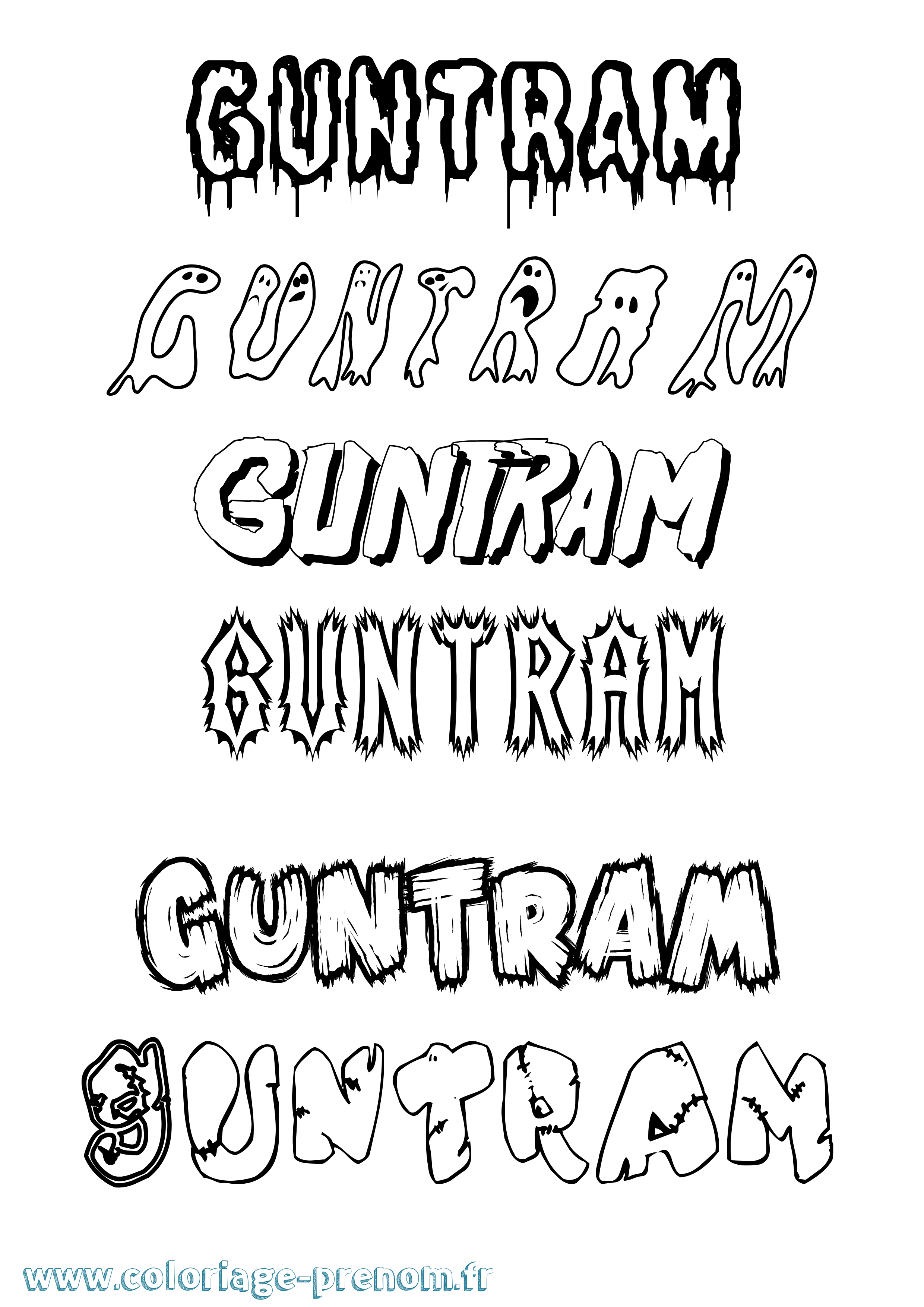 Coloriage Guntram Frisson Coloriage prénom Guntram Frisson