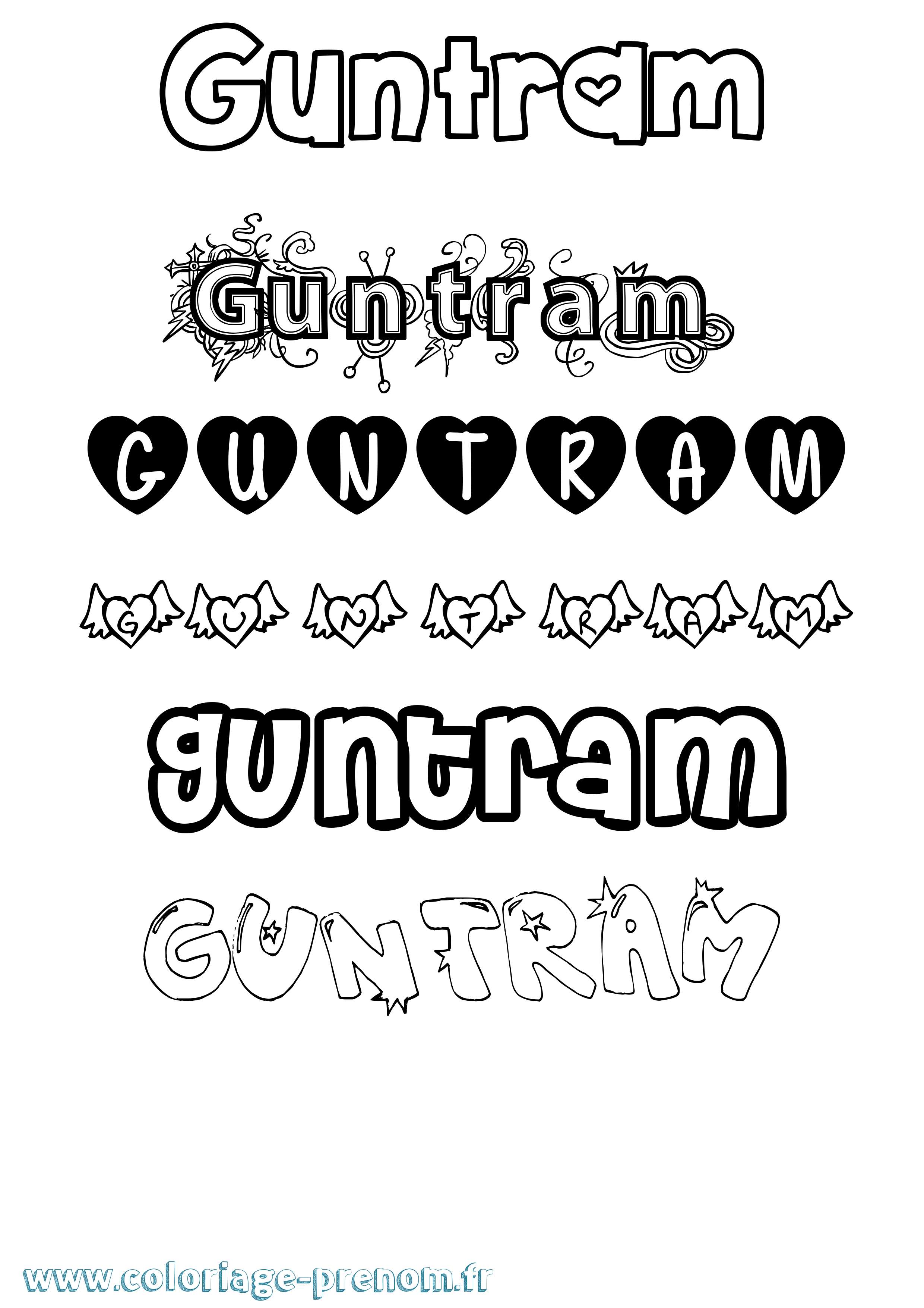 Coloriage Guntram Girly Coloriage prénom Guntram Girly