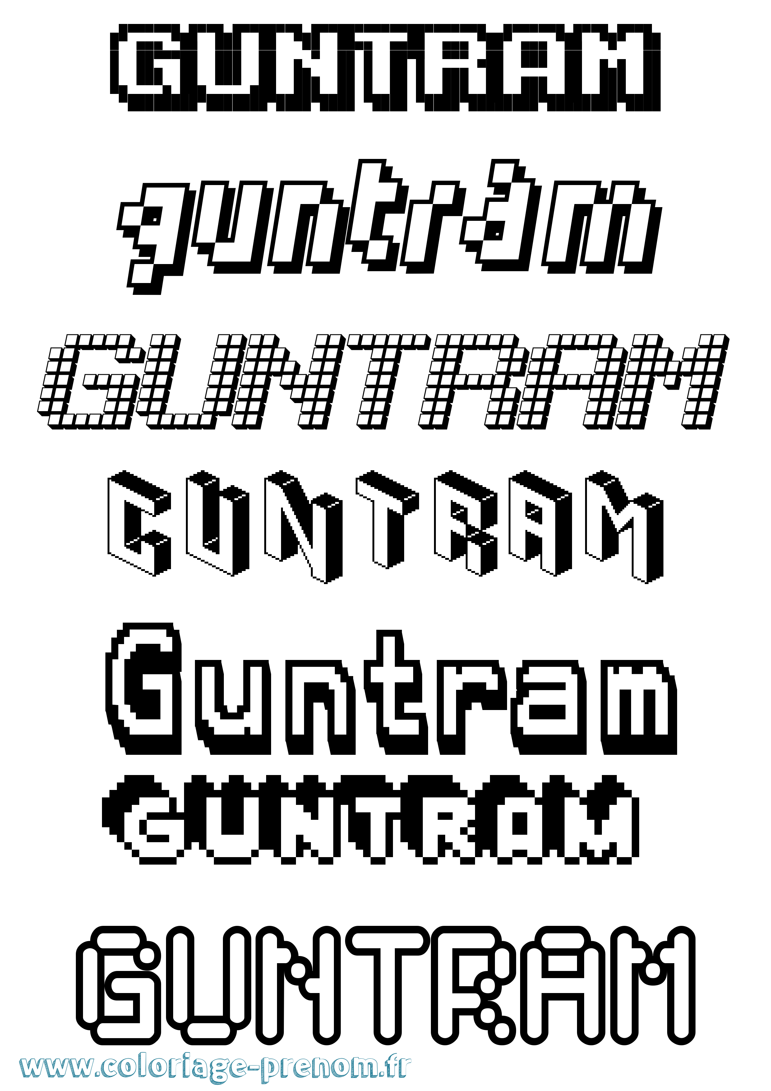 Coloriage Guntram Pixel Coloriage prénom Guntram Pixel