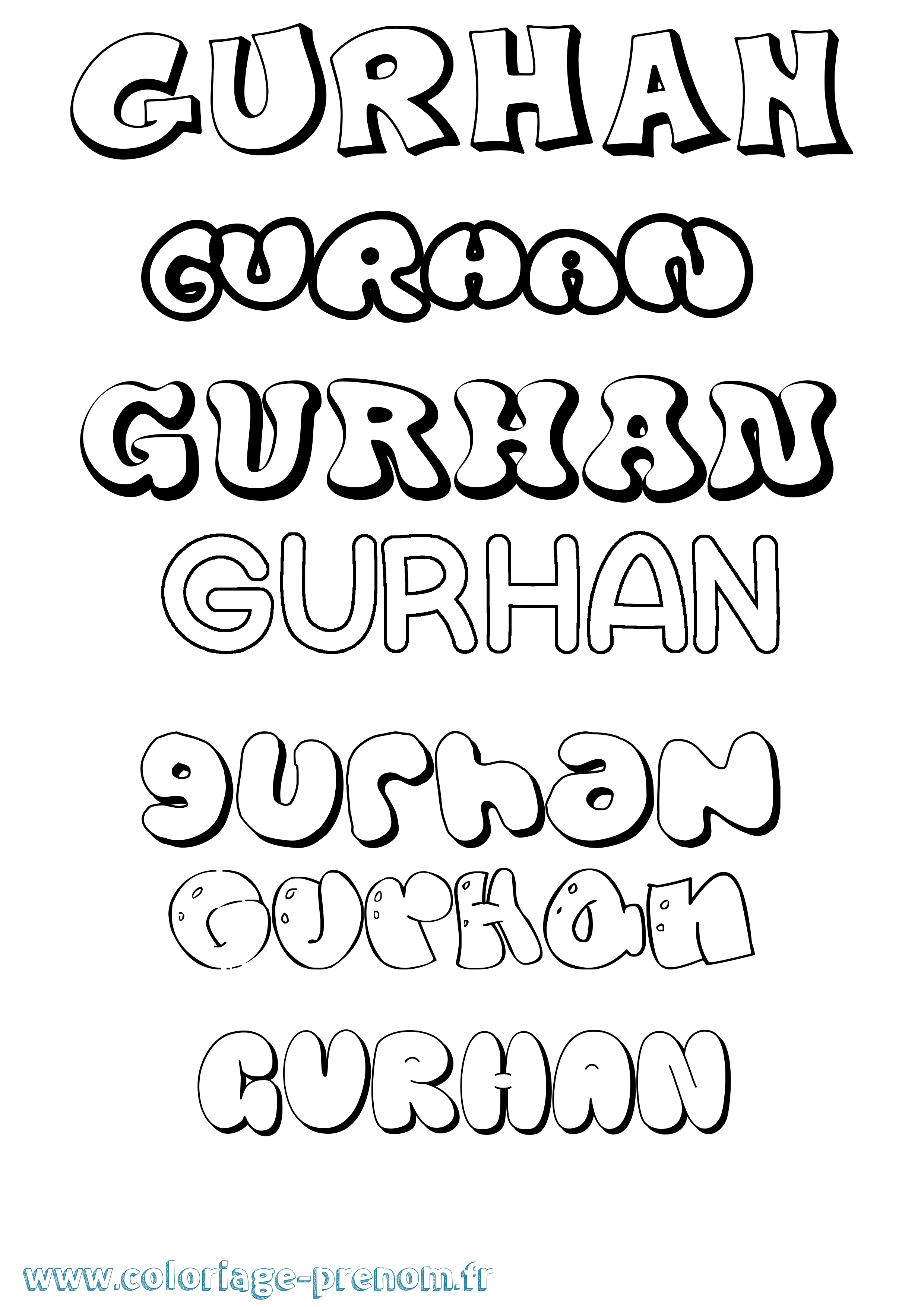 Coloriage Gurhan Bubble Coloriage prénom Gurhan Bubble