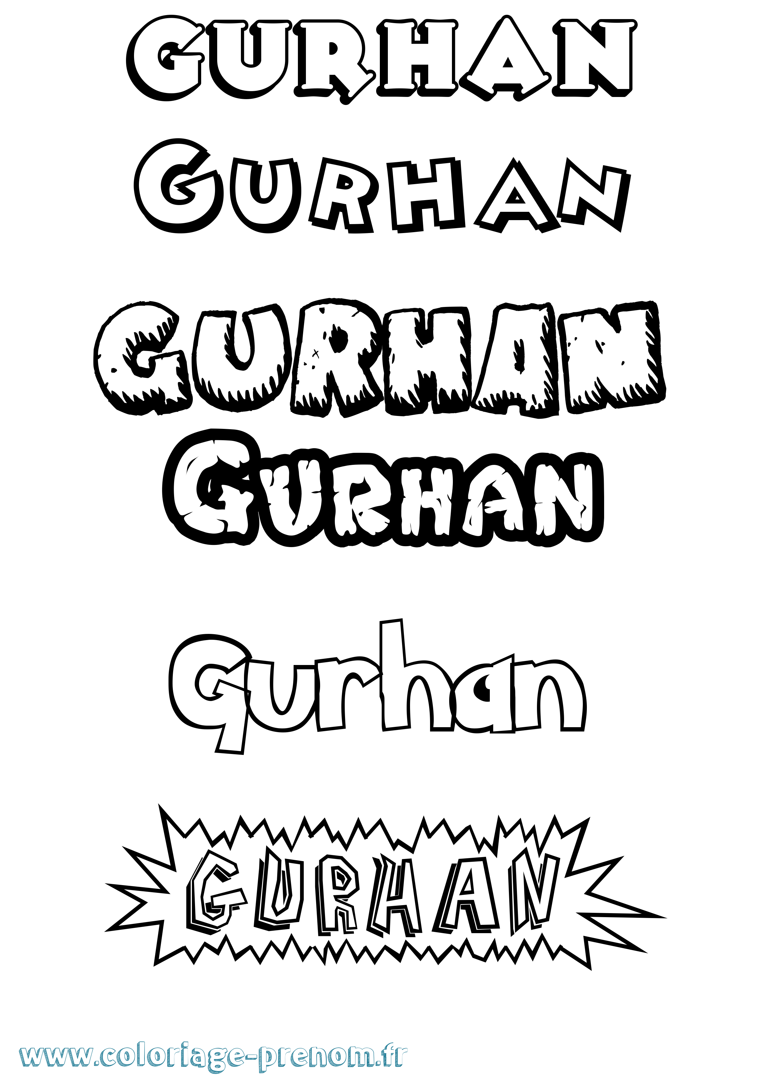 Coloriage Gurhan Dessin Animé Coloriage prénom Gurhan Dessin Animé