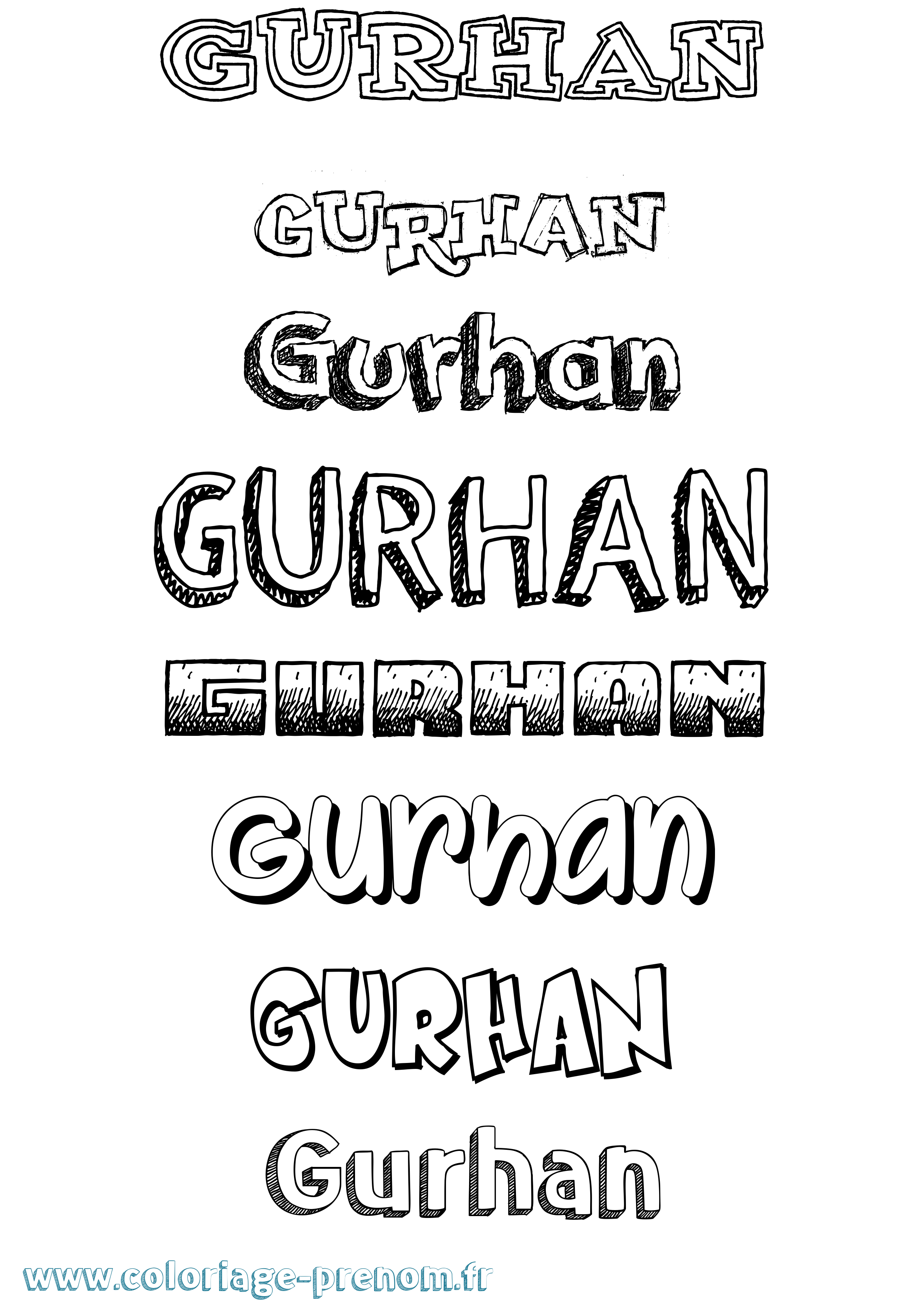 Coloriage Gurhan Dessiné Coloriage prénom Gurhan Dessiné