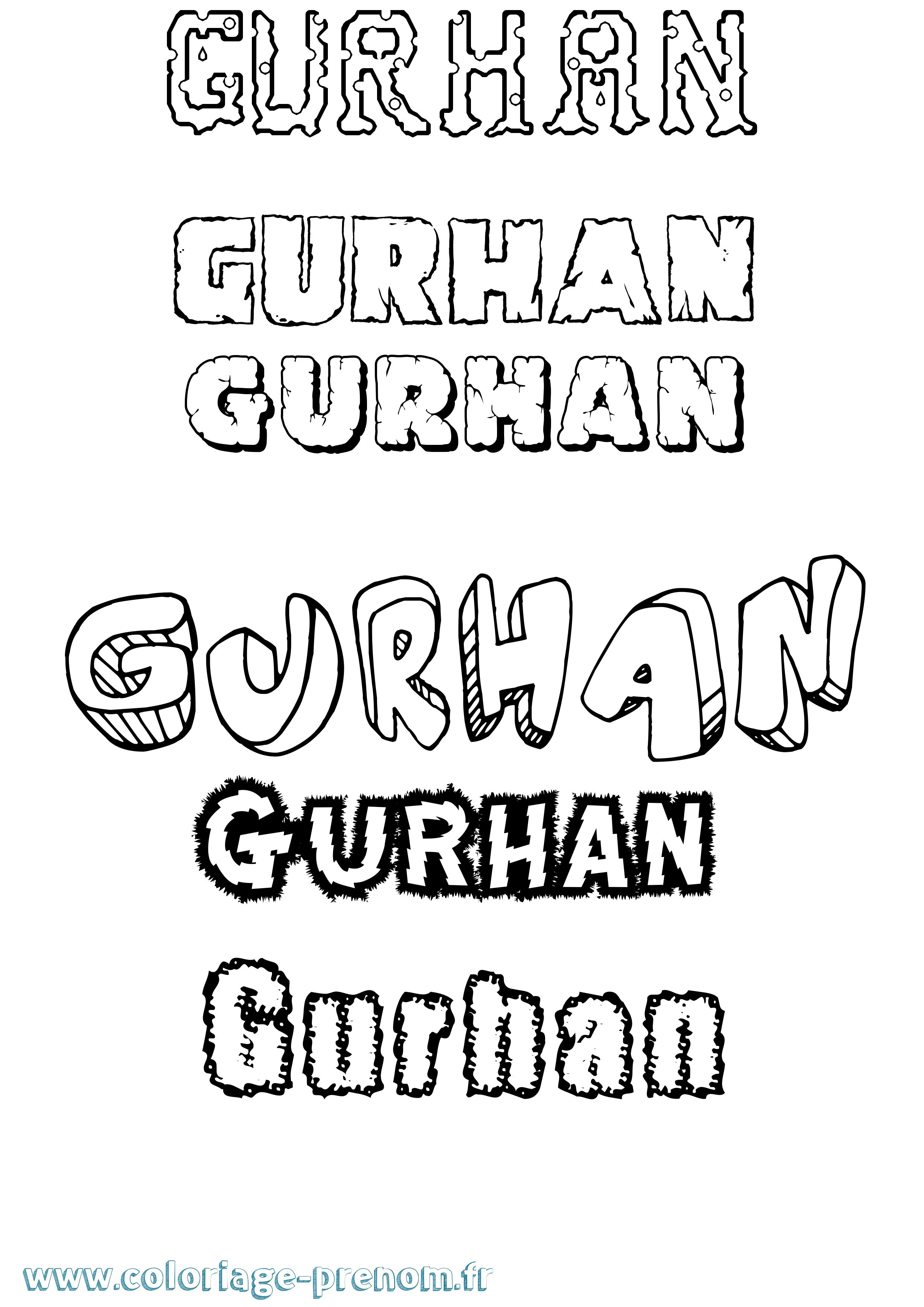 Coloriage Gurhan Destructuré Coloriage prénom Gurhan Destructuré