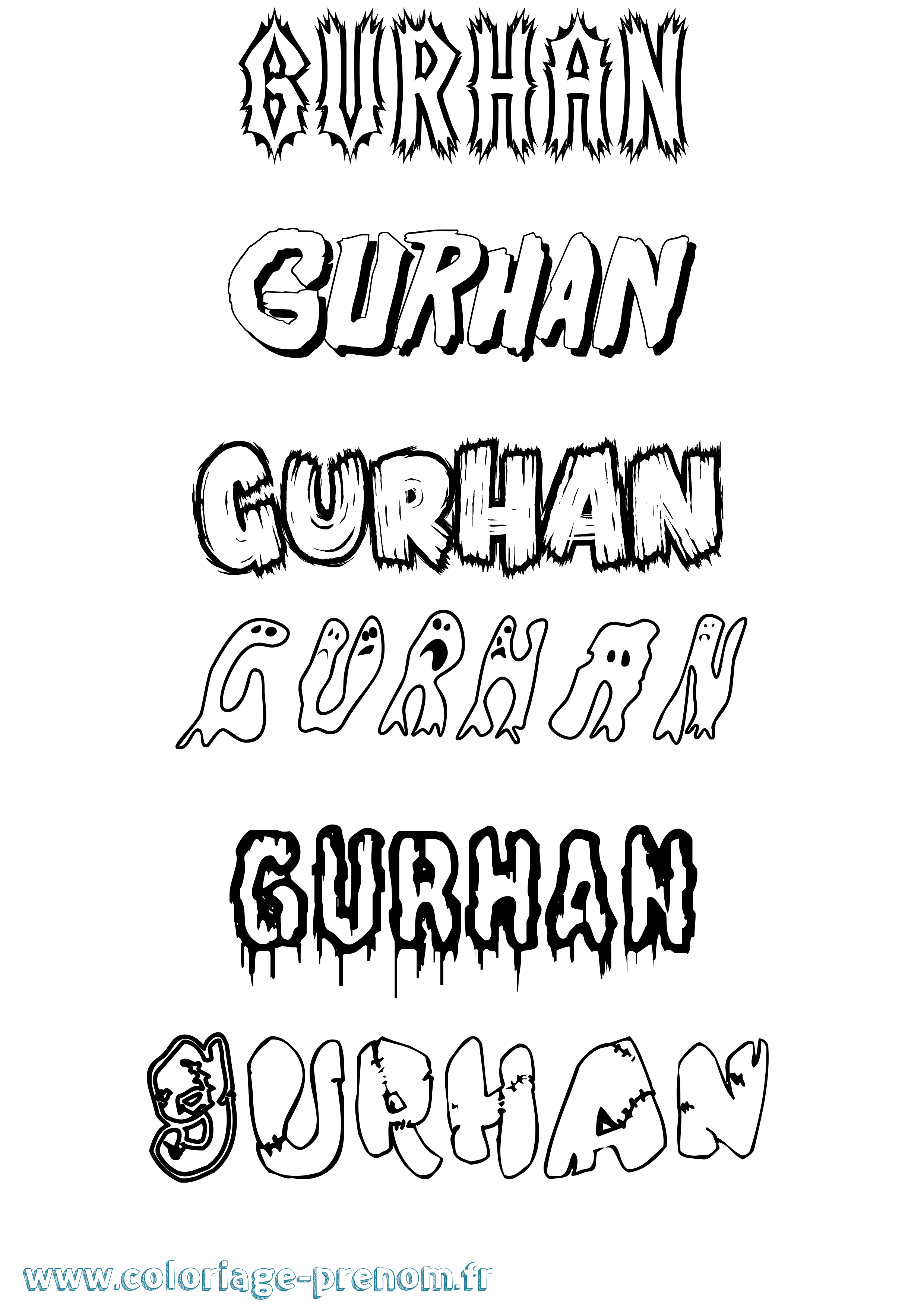 Coloriage Gurhan Frisson Coloriage prénom Gurhan Frisson