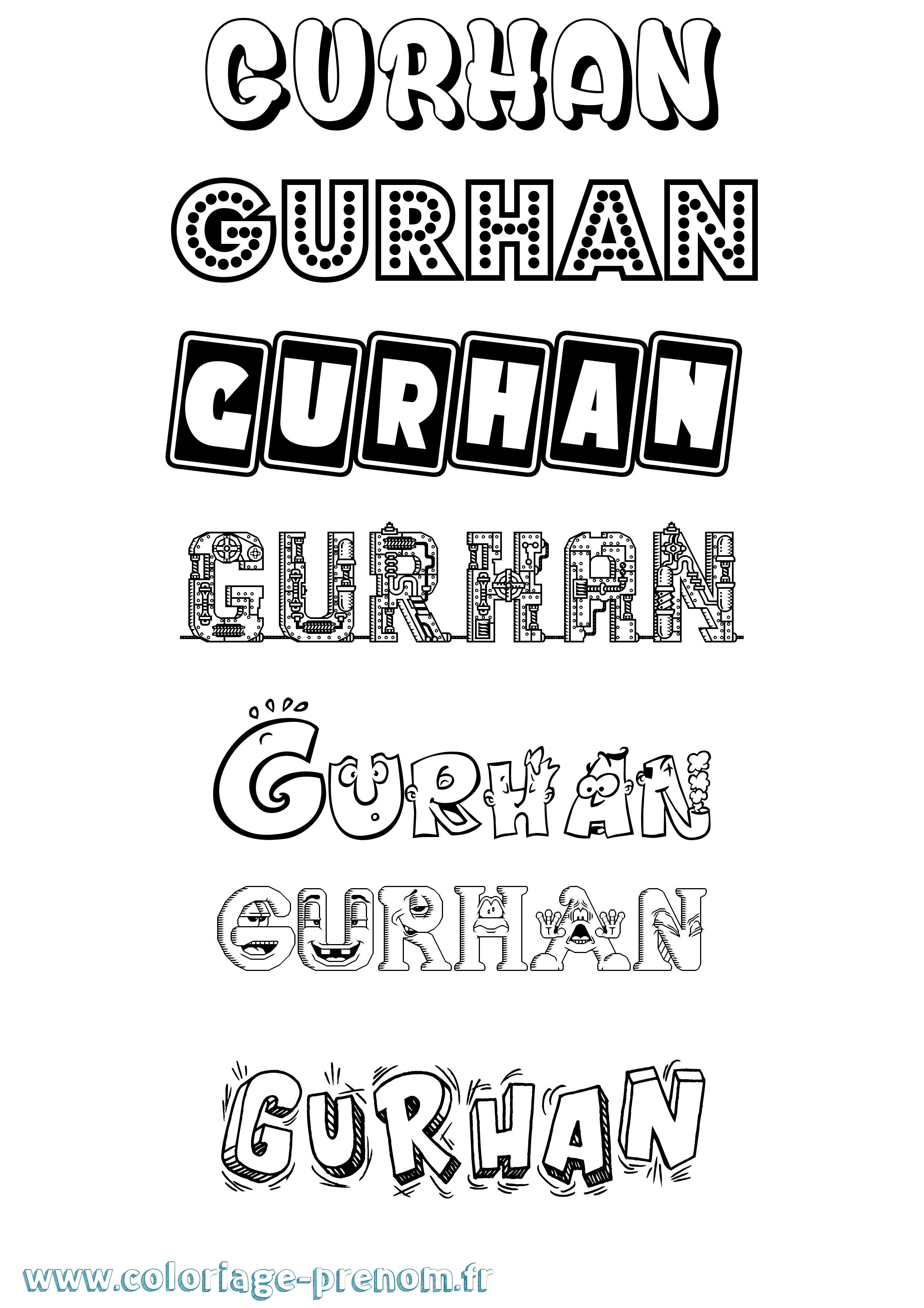 Coloriage Gurhan Fun Coloriage prénom Gurhan Fun