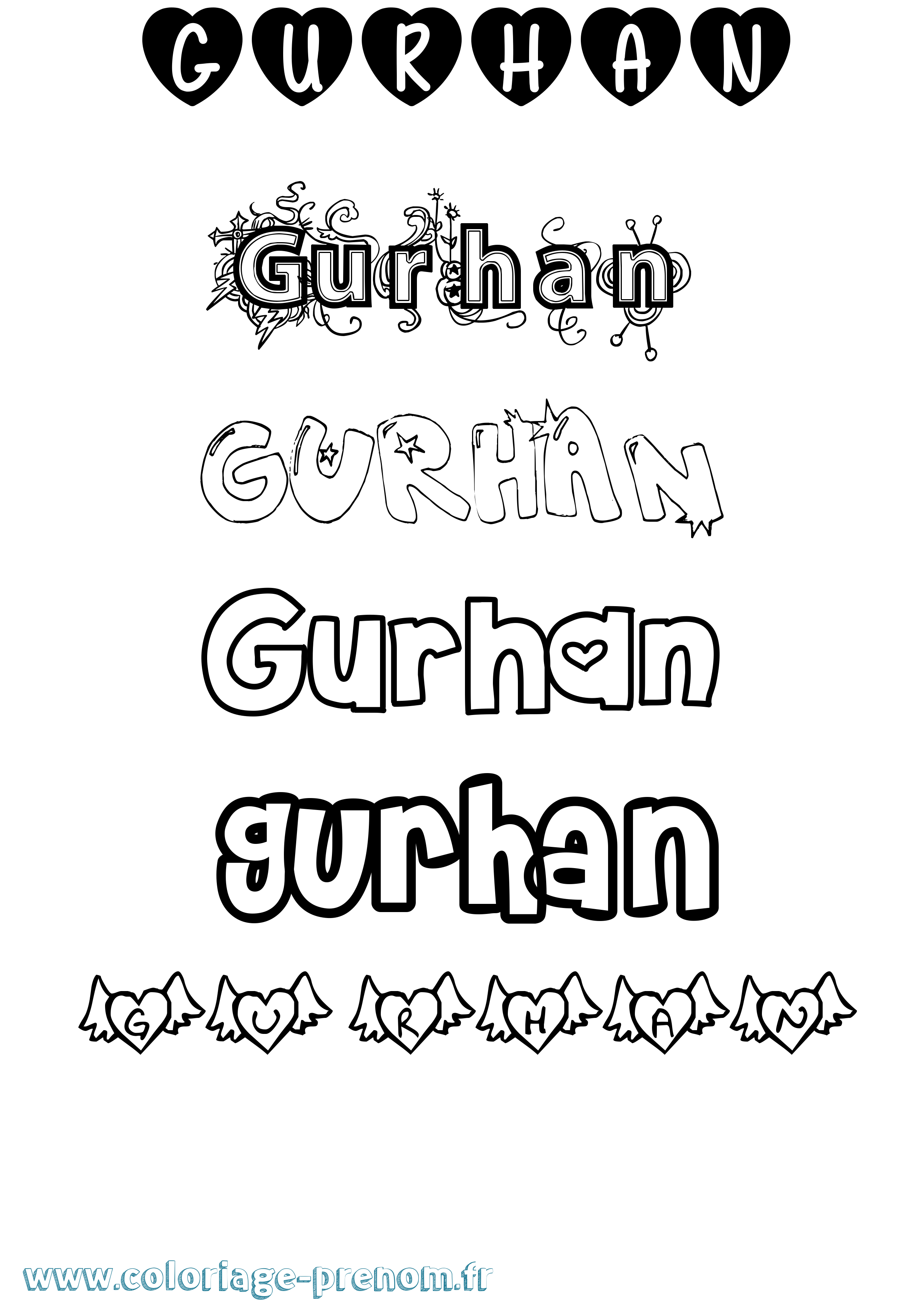 Coloriage Gurhan Girly Coloriage prénom Gurhan Girly