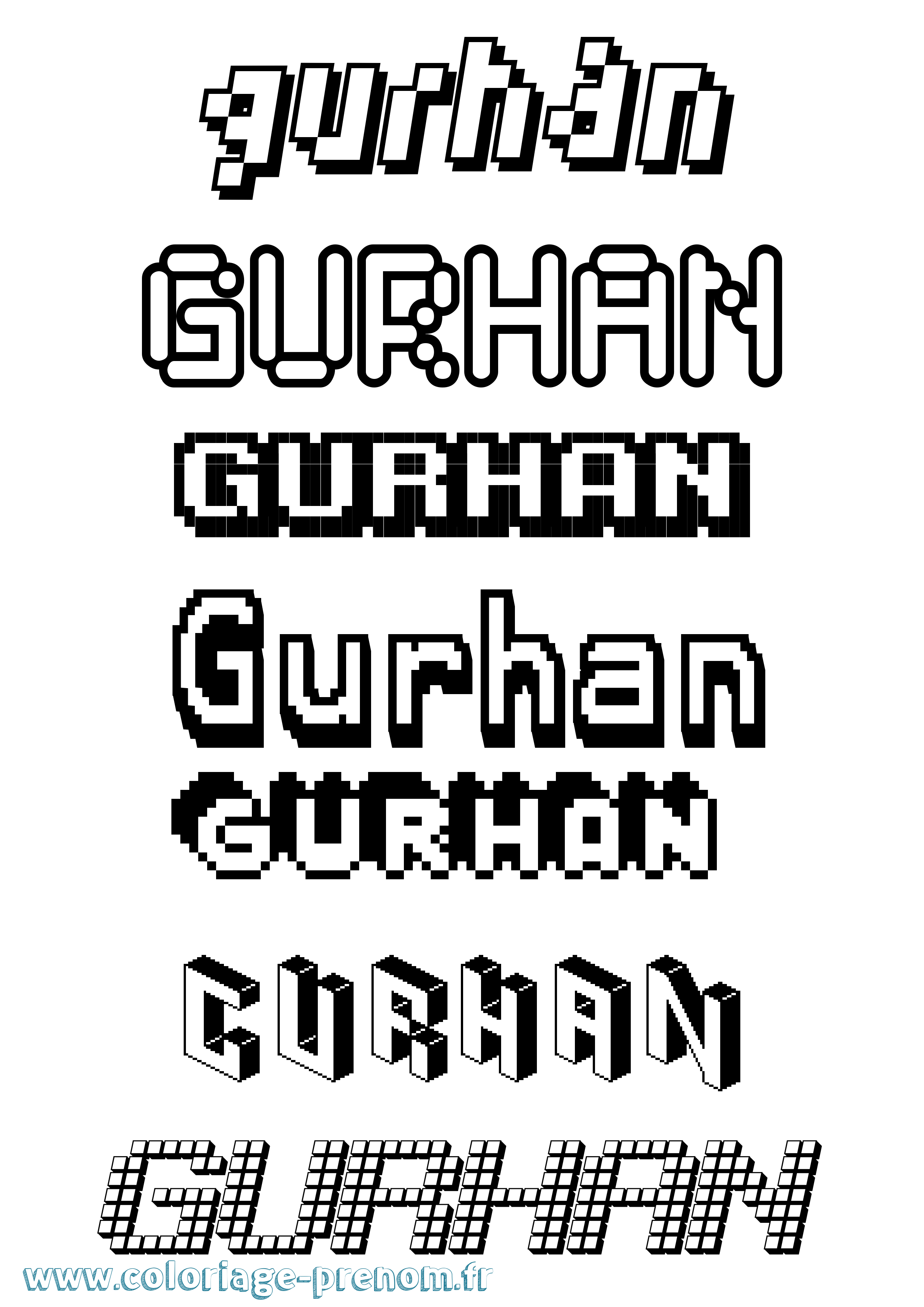 Coloriage Gurhan Pixel Coloriage prénom Gurhan Pixel
