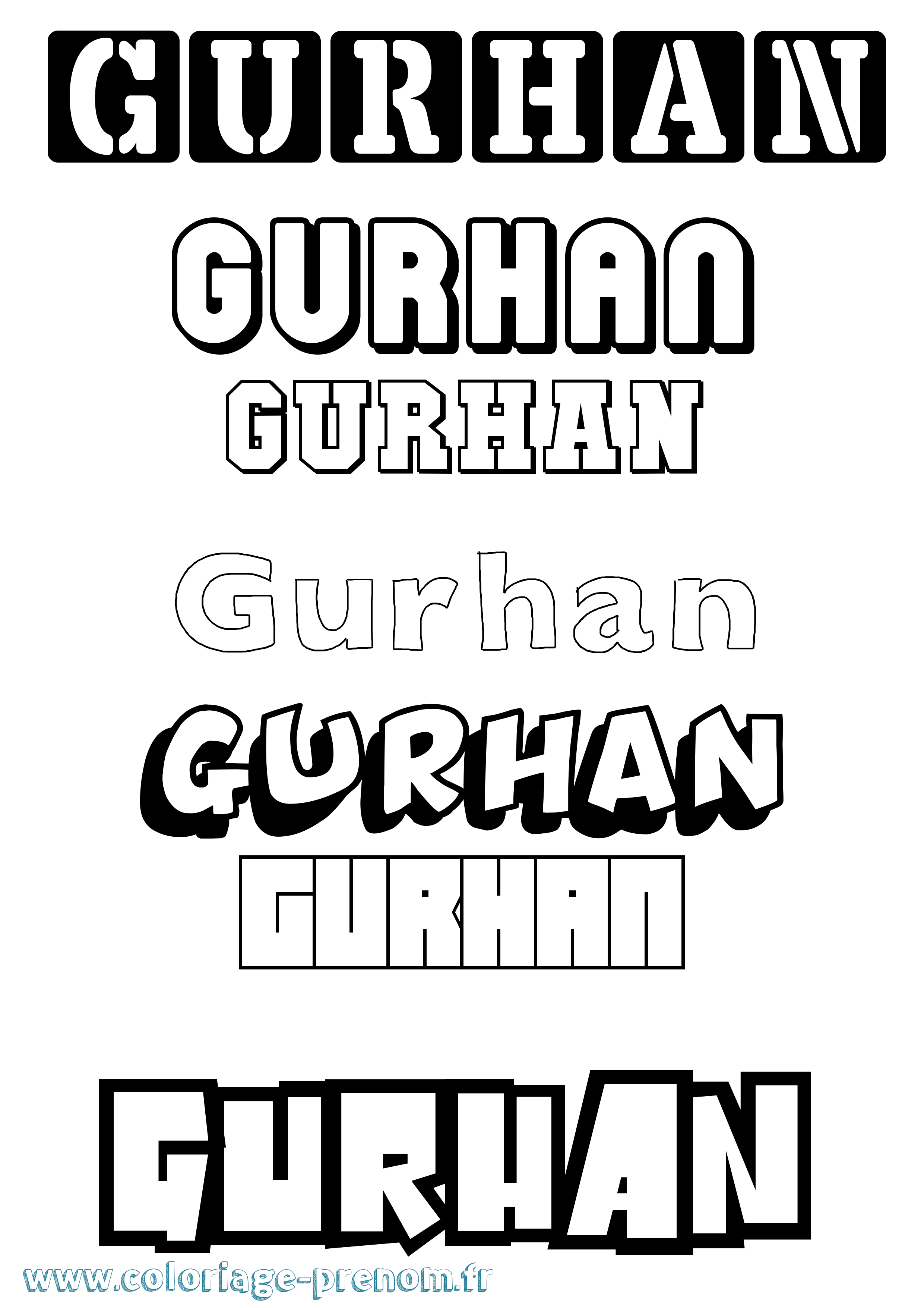 Coloriage Gurhan Simple Coloriage prénom Gurhan Simple