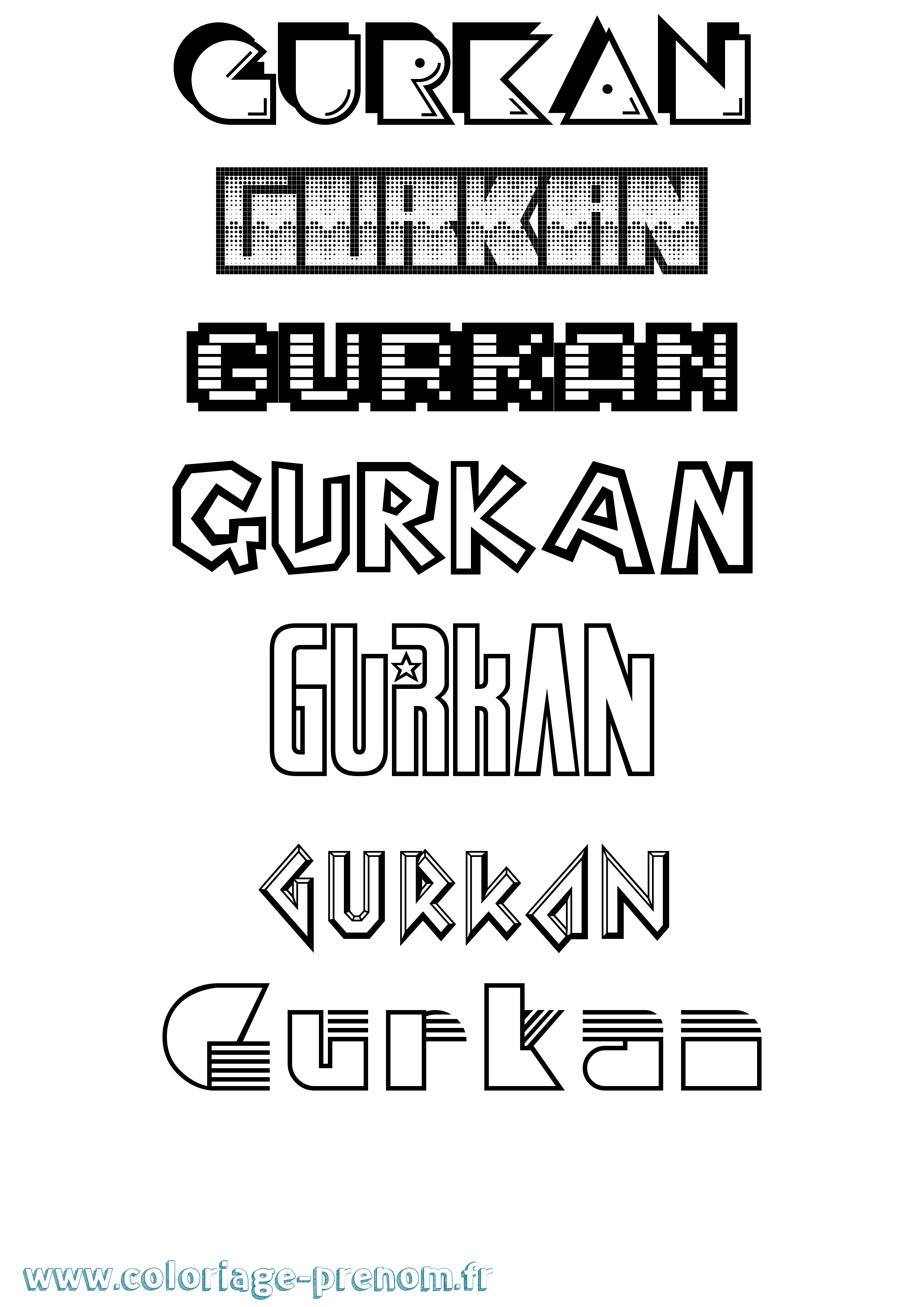 Coloriage Gurkan Jeux Vidéos Coloriage prénom Gurkan Jeux Vidéos