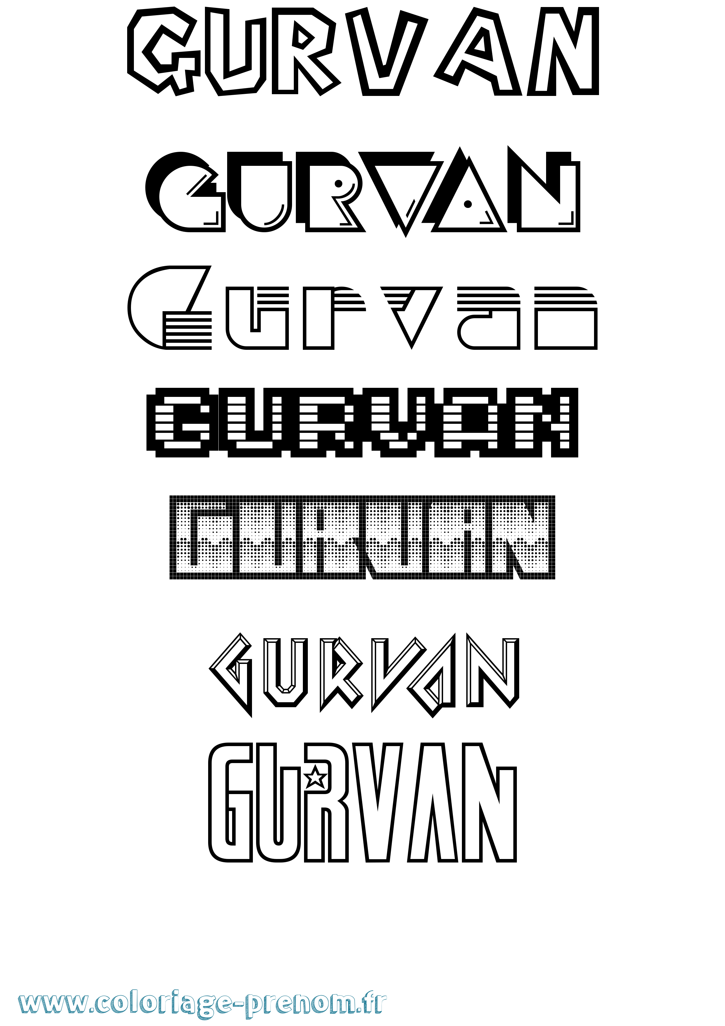 Coloriage Gurvan Jeux Vidéos Coloriage prénom Gurvan Jeux Vidéos