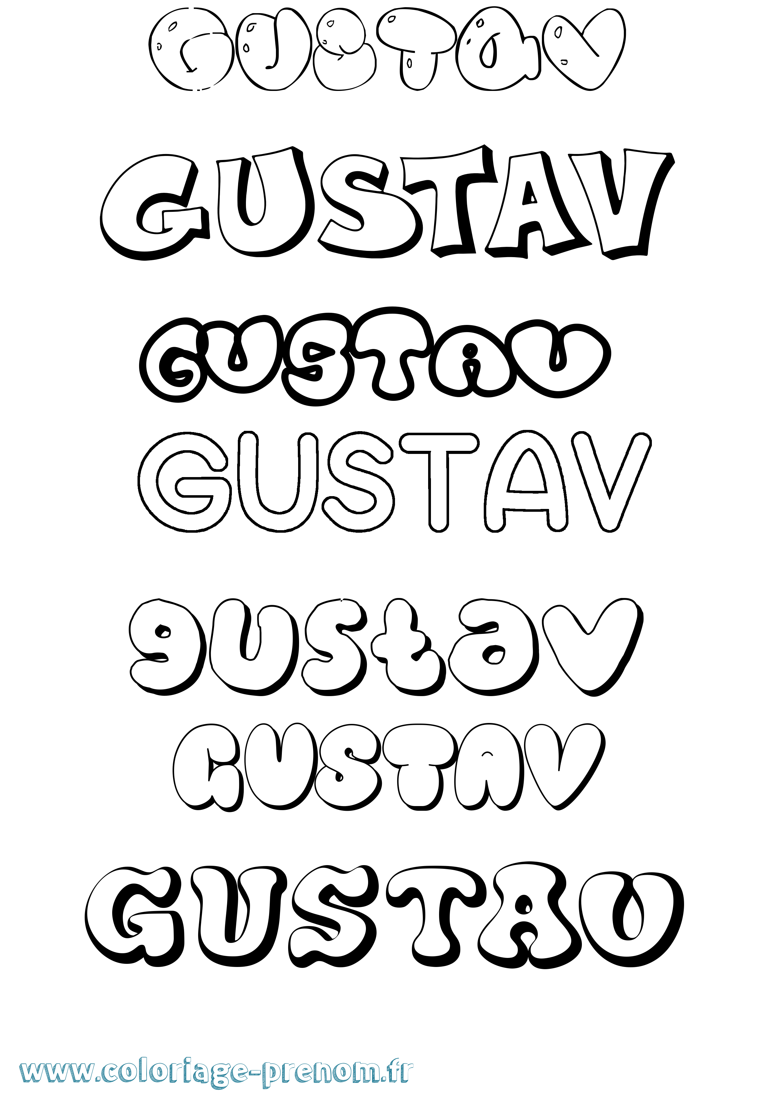 Coloriage Gustav Bubble Coloriage prénom Gustav Bubble