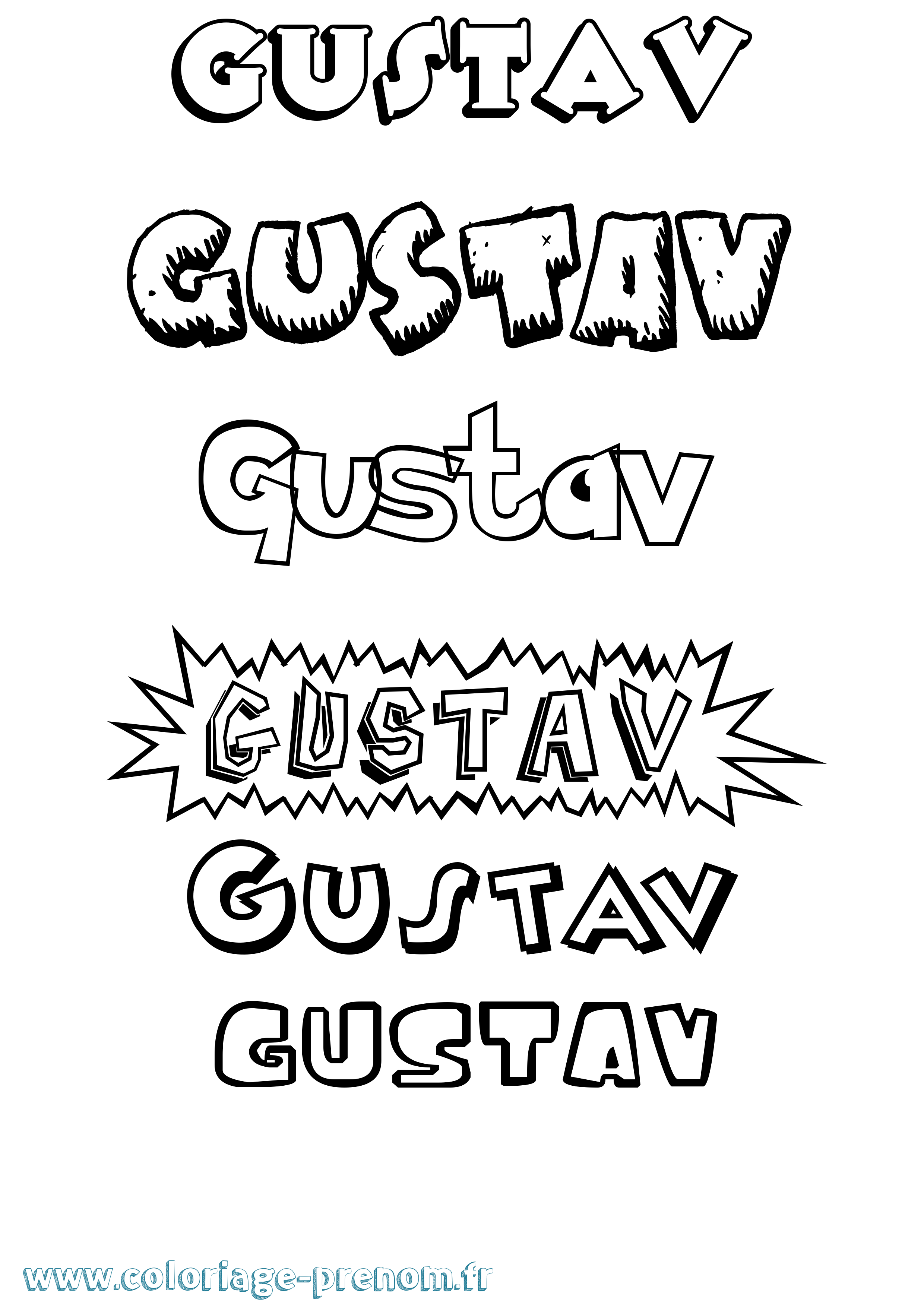 Coloriage Gustav Dessin Animé Coloriage prénom Gustav Dessin Animé