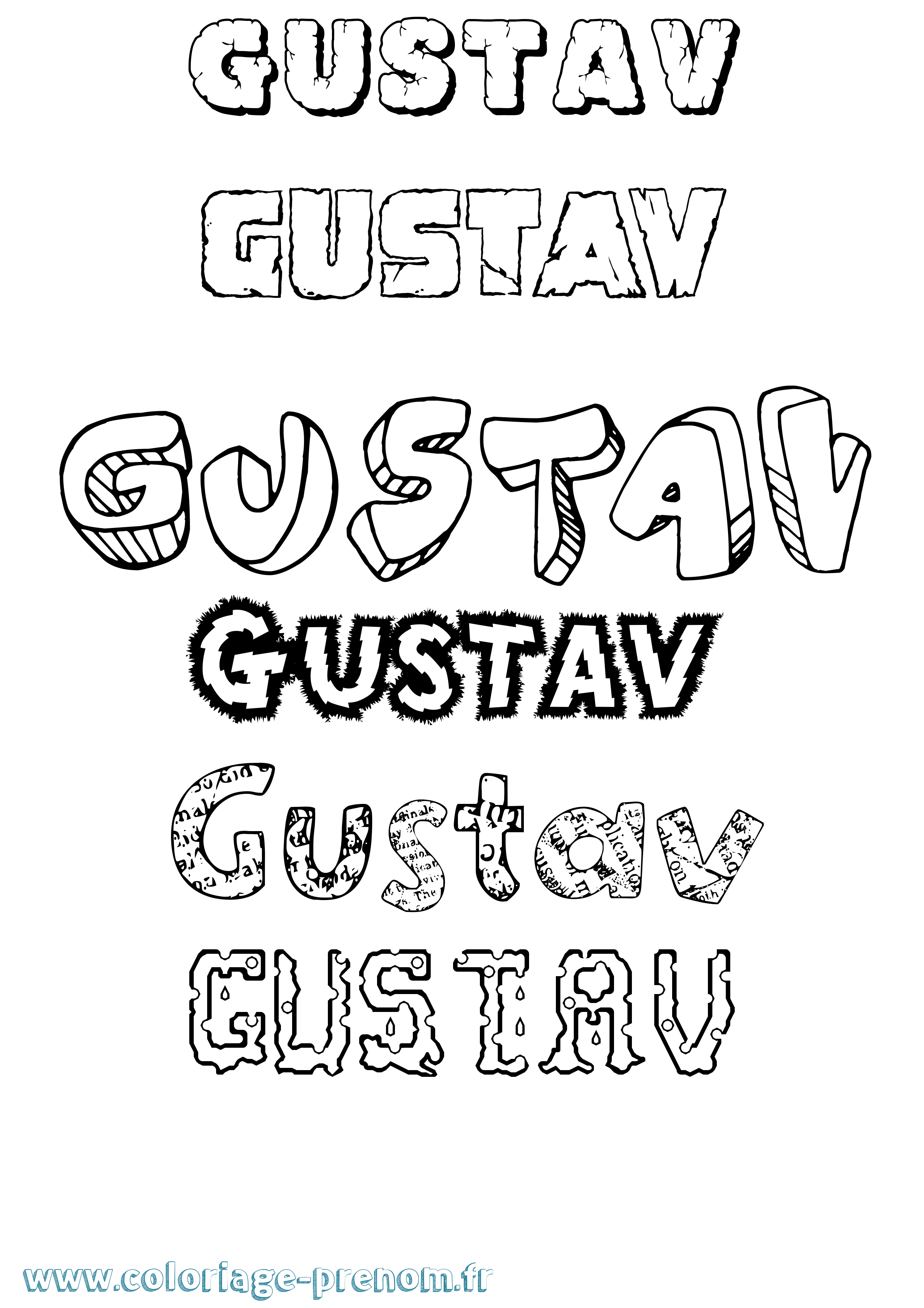 Coloriage Gustav Destructuré Coloriage prénom Gustav Destructuré