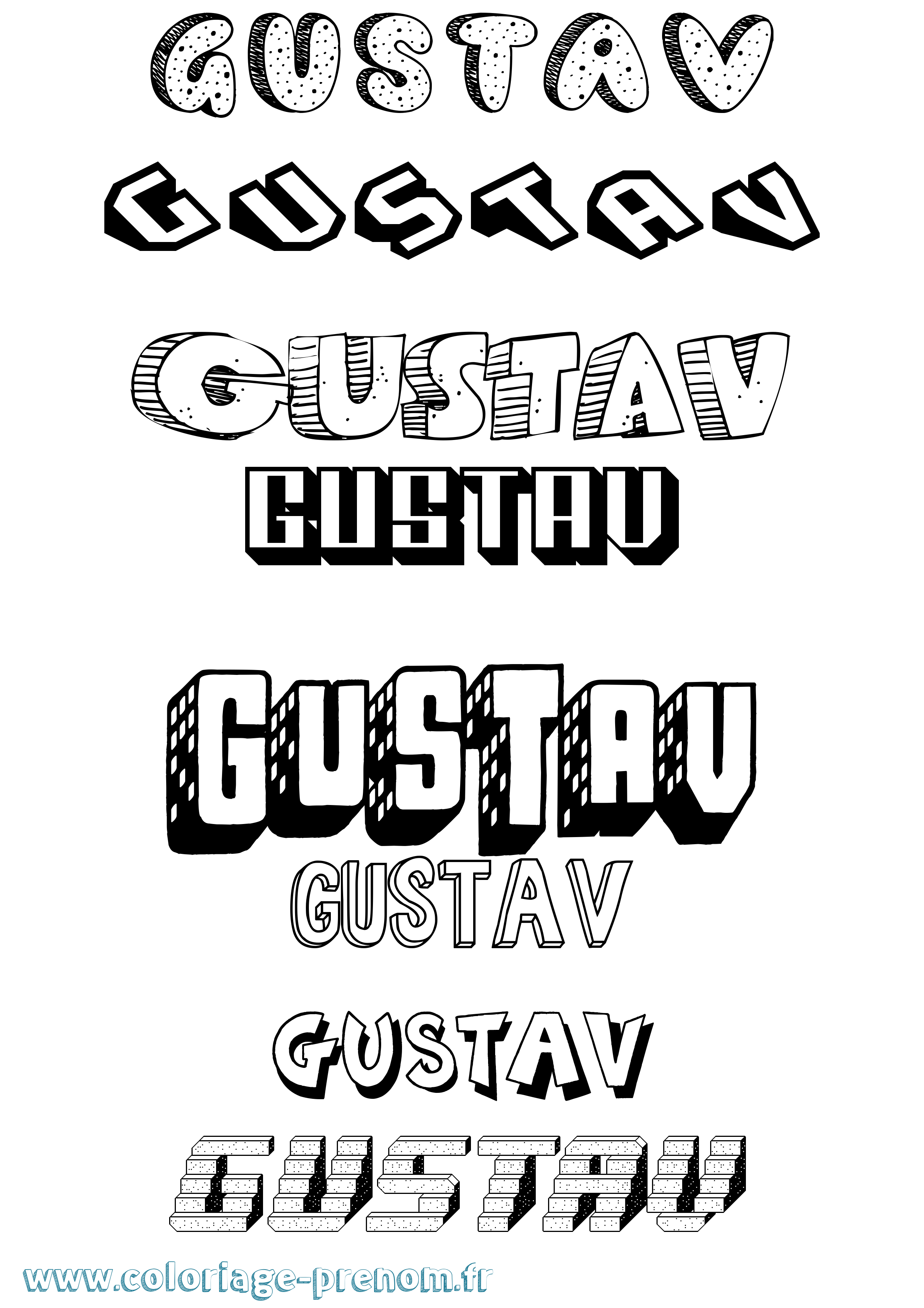 Coloriage Gustav Effet 3D Coloriage prénom Gustav Effet 3D