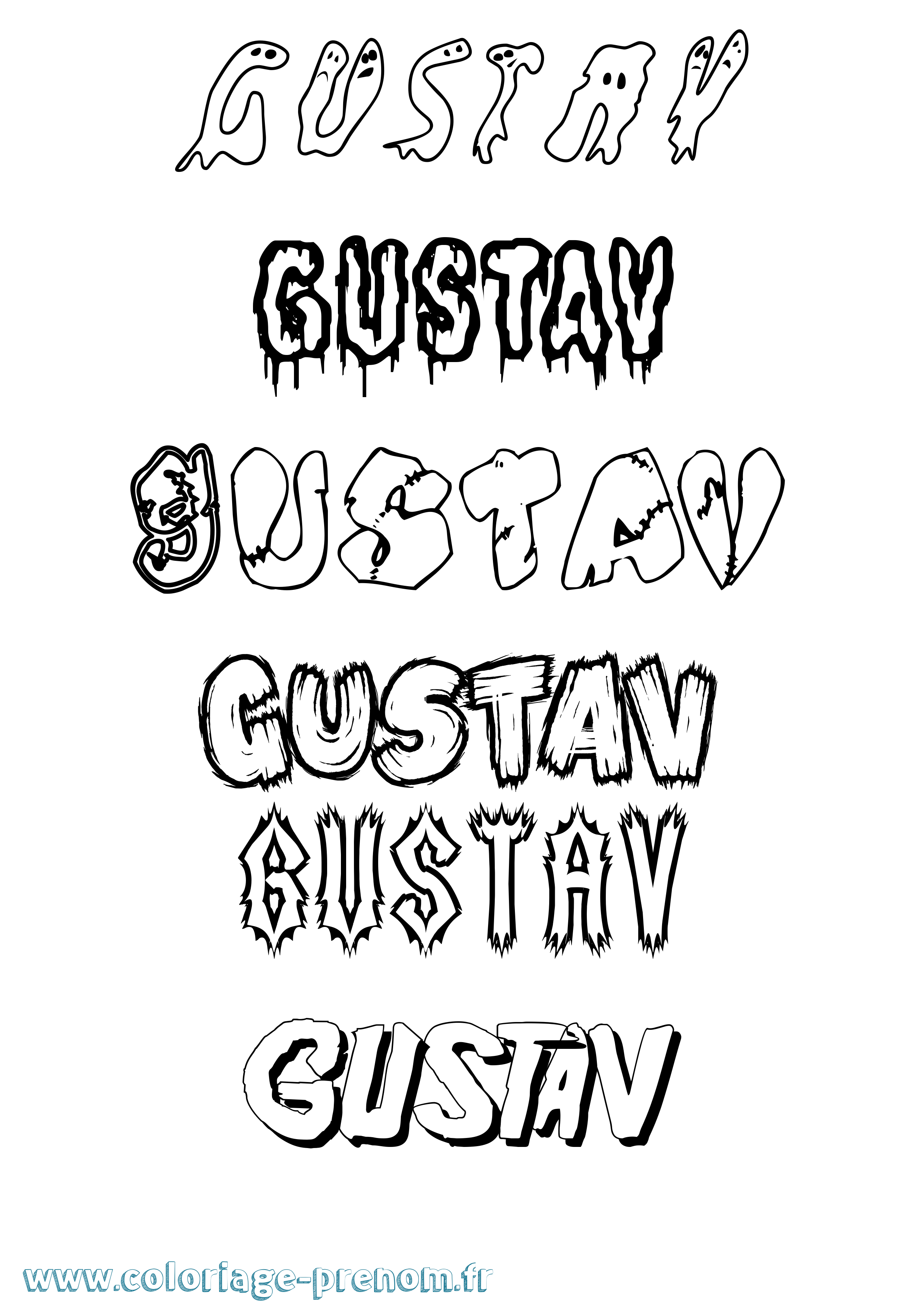 Coloriage Gustav Frisson Coloriage prénom Gustav Frisson