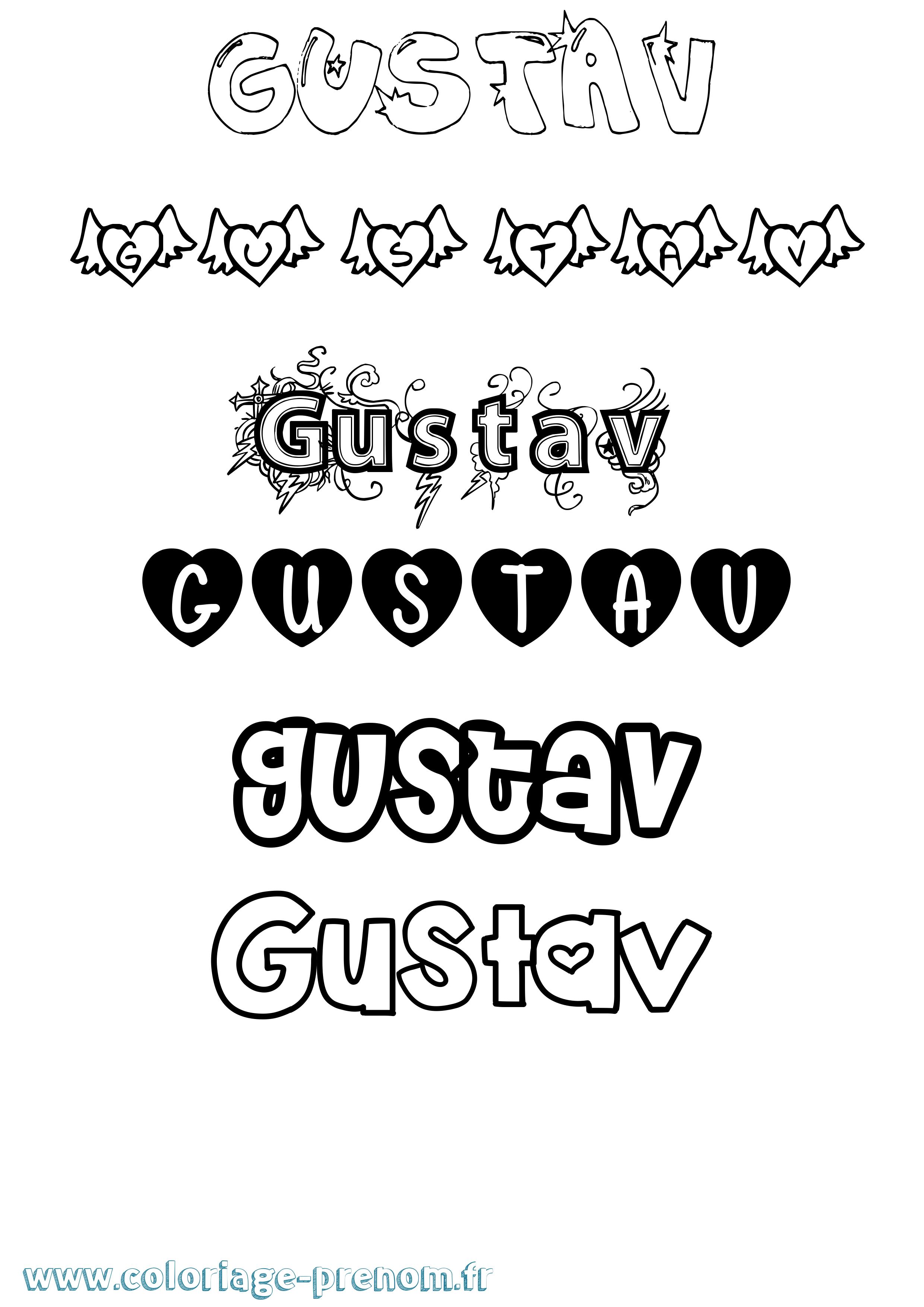 Coloriage Gustav Girly Coloriage prénom Gustav Girly