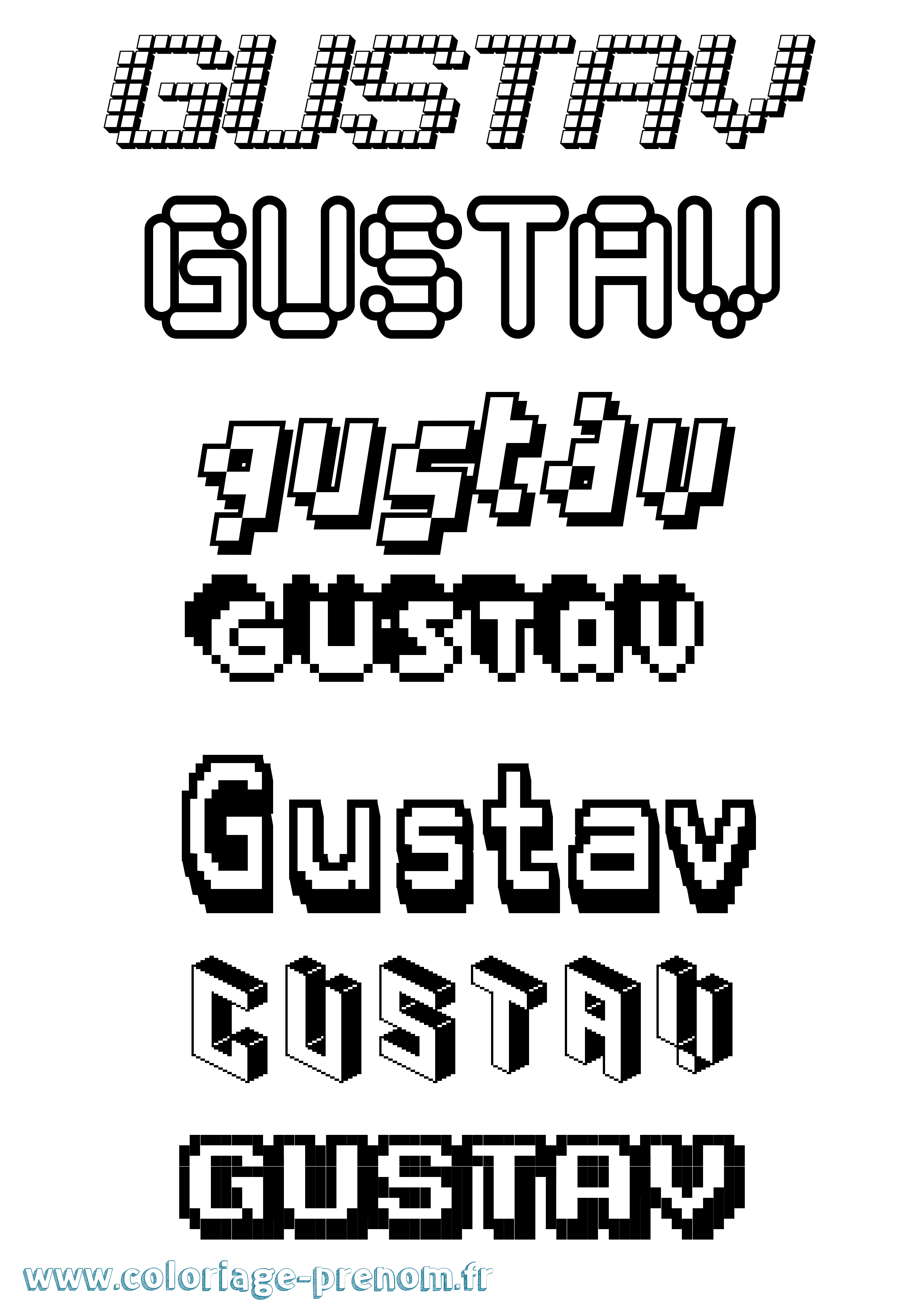 Coloriage Gustav Pixel Coloriage prénom Gustav Pixel