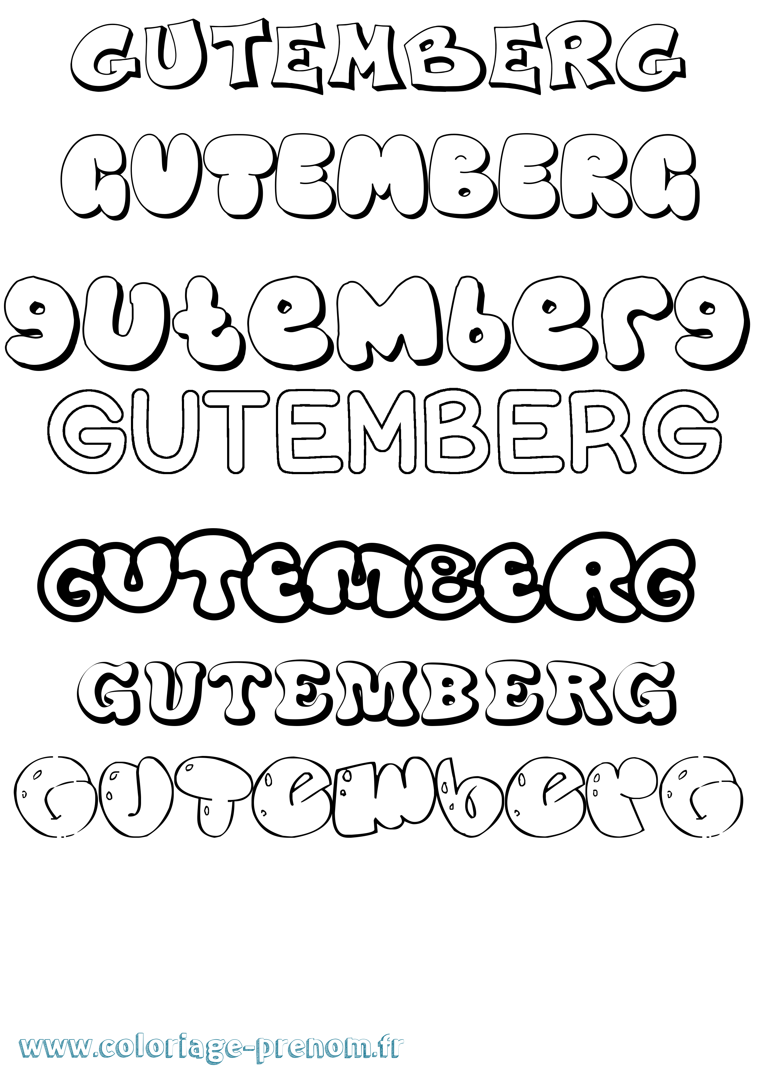 Coloriage Gutemberg Bubble Coloriage prénom Gutemberg Bubble