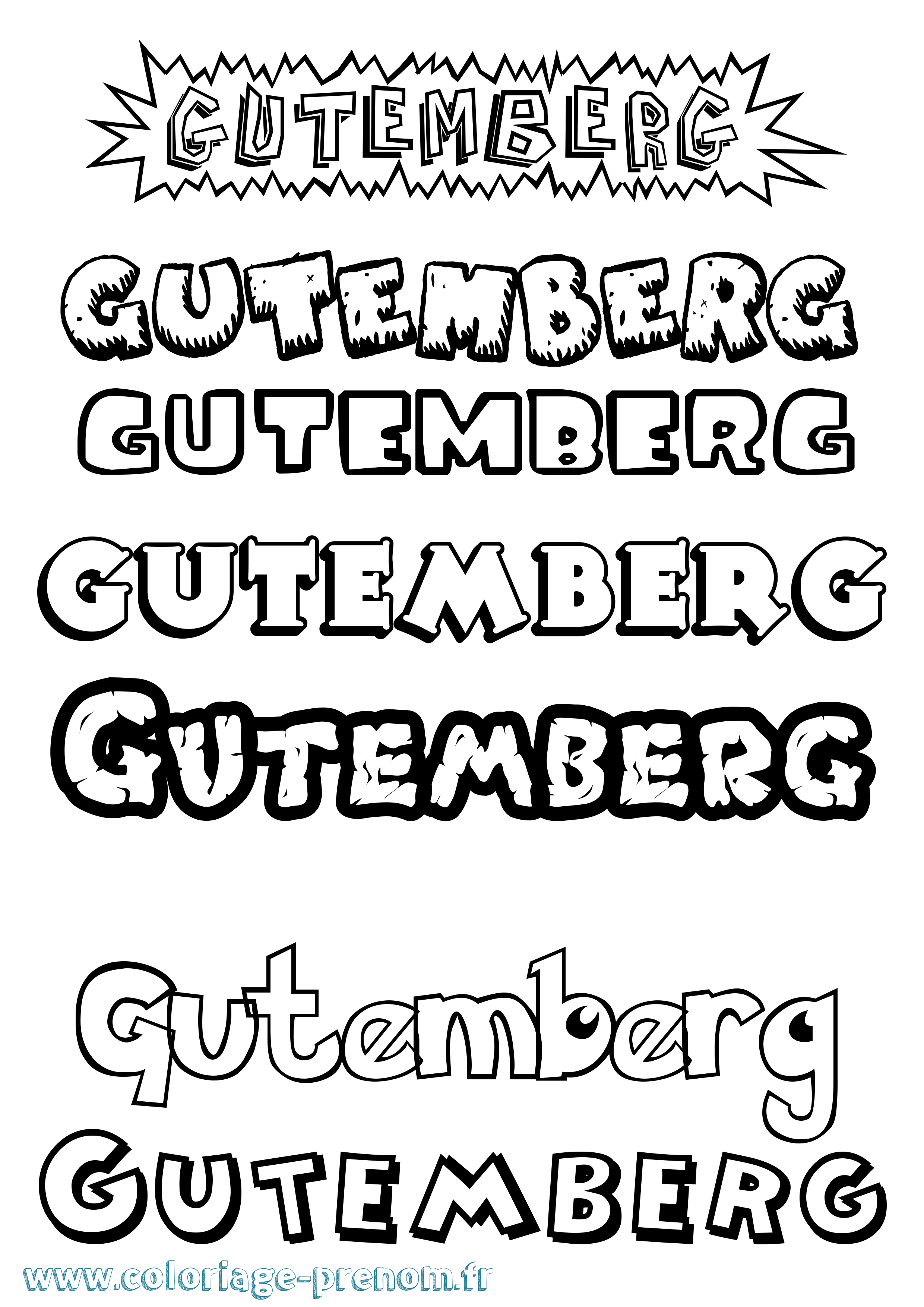 Coloriage Gutemberg Dessin Animé Coloriage prénom Gutemberg Dessin Animé