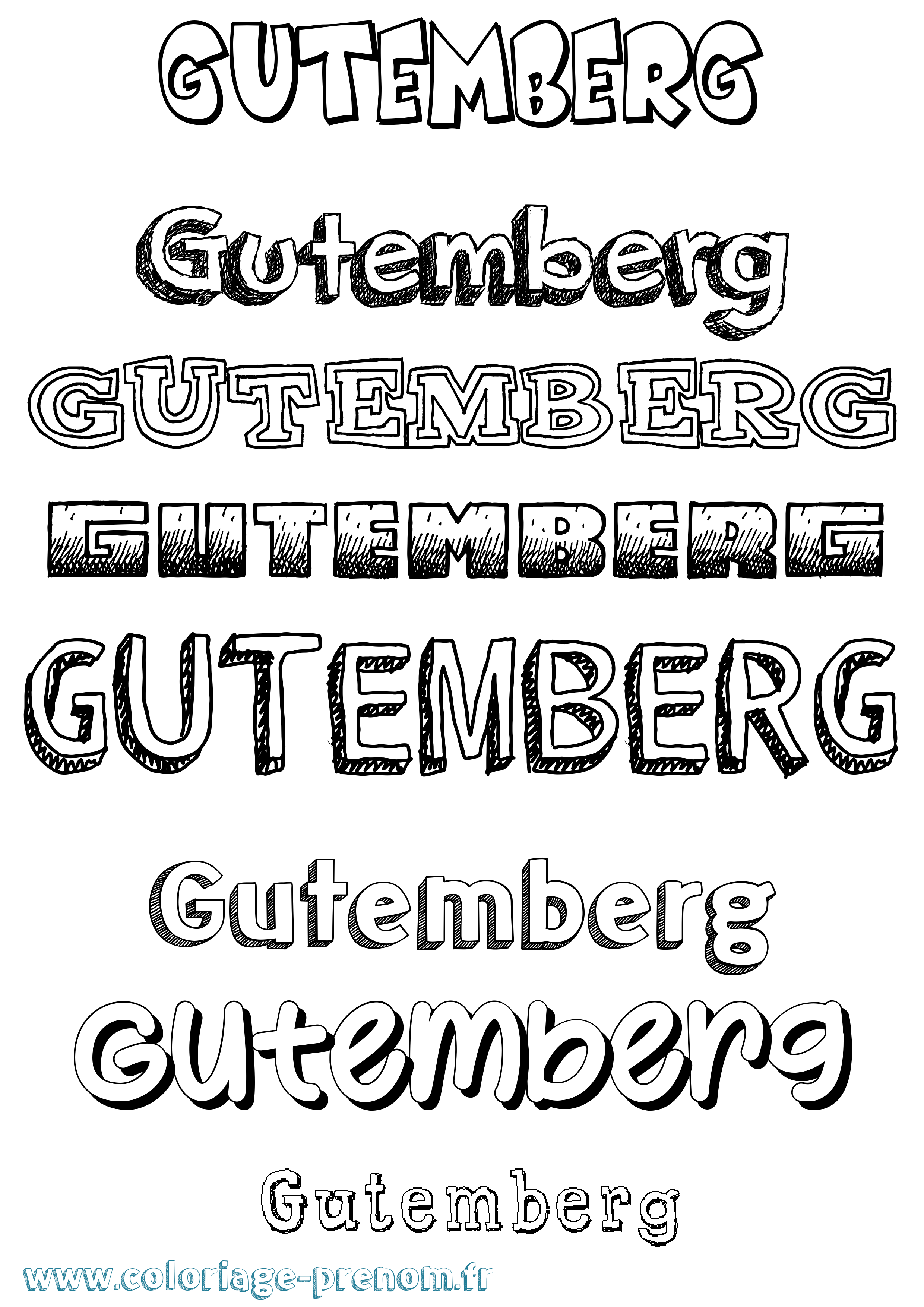 Coloriage Gutemberg Dessiné Coloriage prénom Gutemberg Dessiné