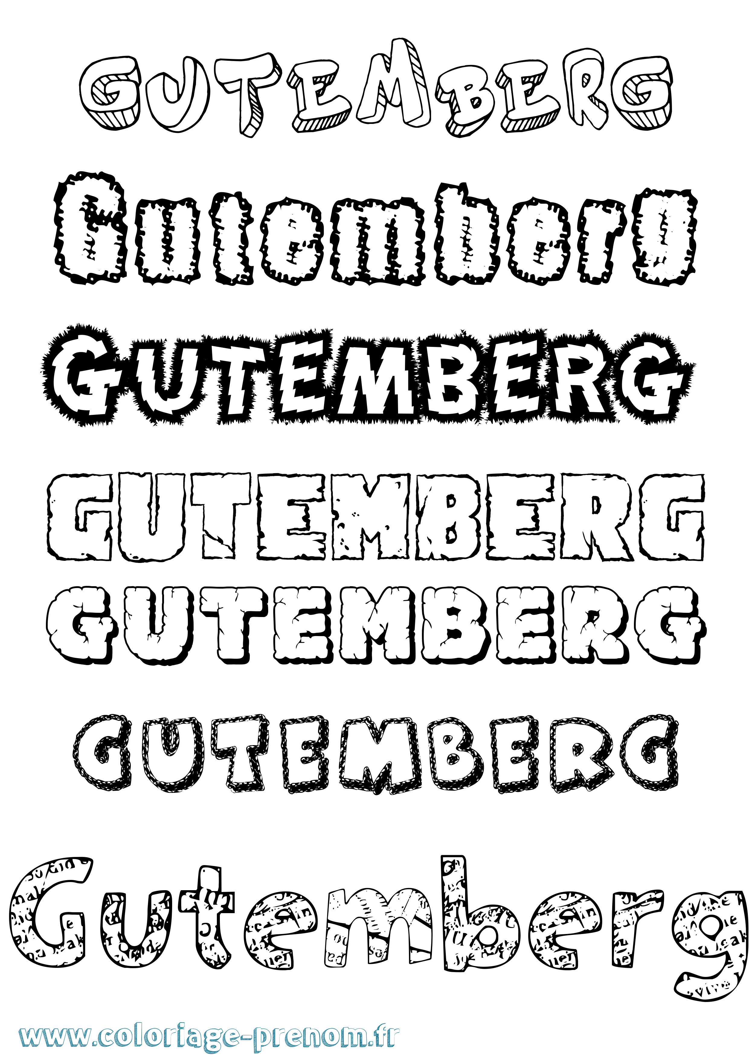 Coloriage Gutemberg Destructuré Coloriage prénom Gutemberg Destructuré