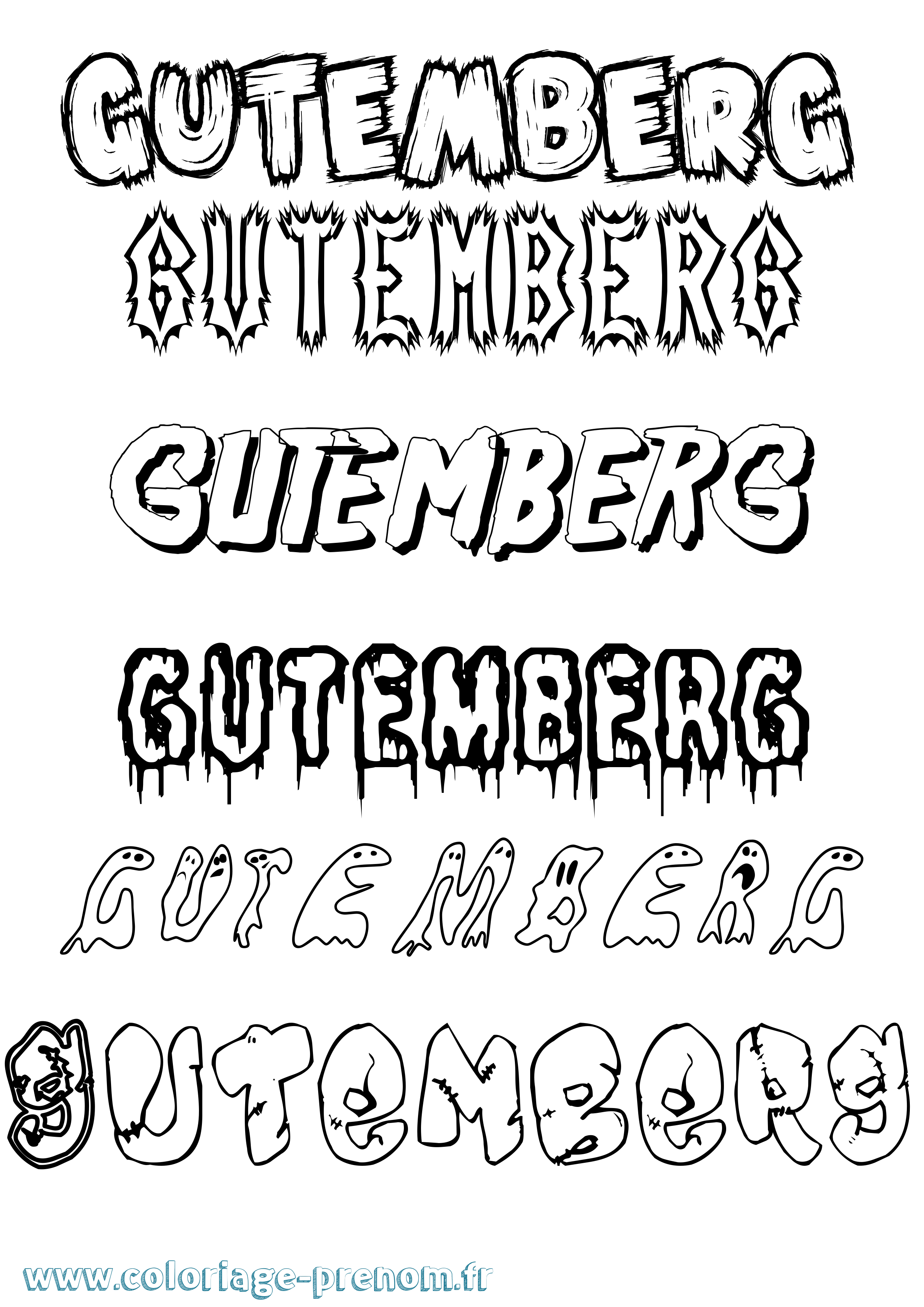 Coloriage Gutemberg Frisson Coloriage prénom Gutemberg Frisson