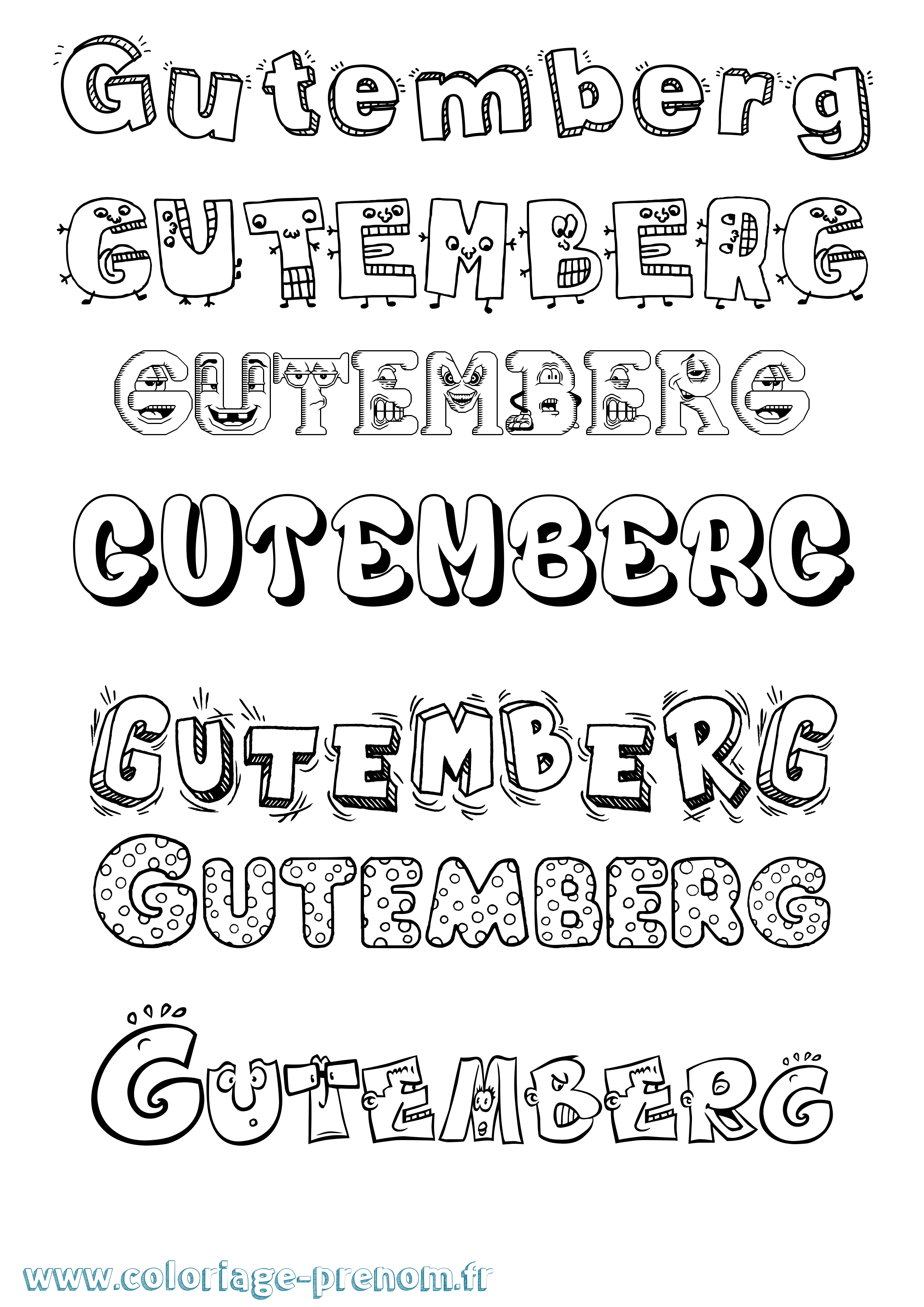 Coloriage Gutemberg Fun Coloriage prénom Gutemberg Fun