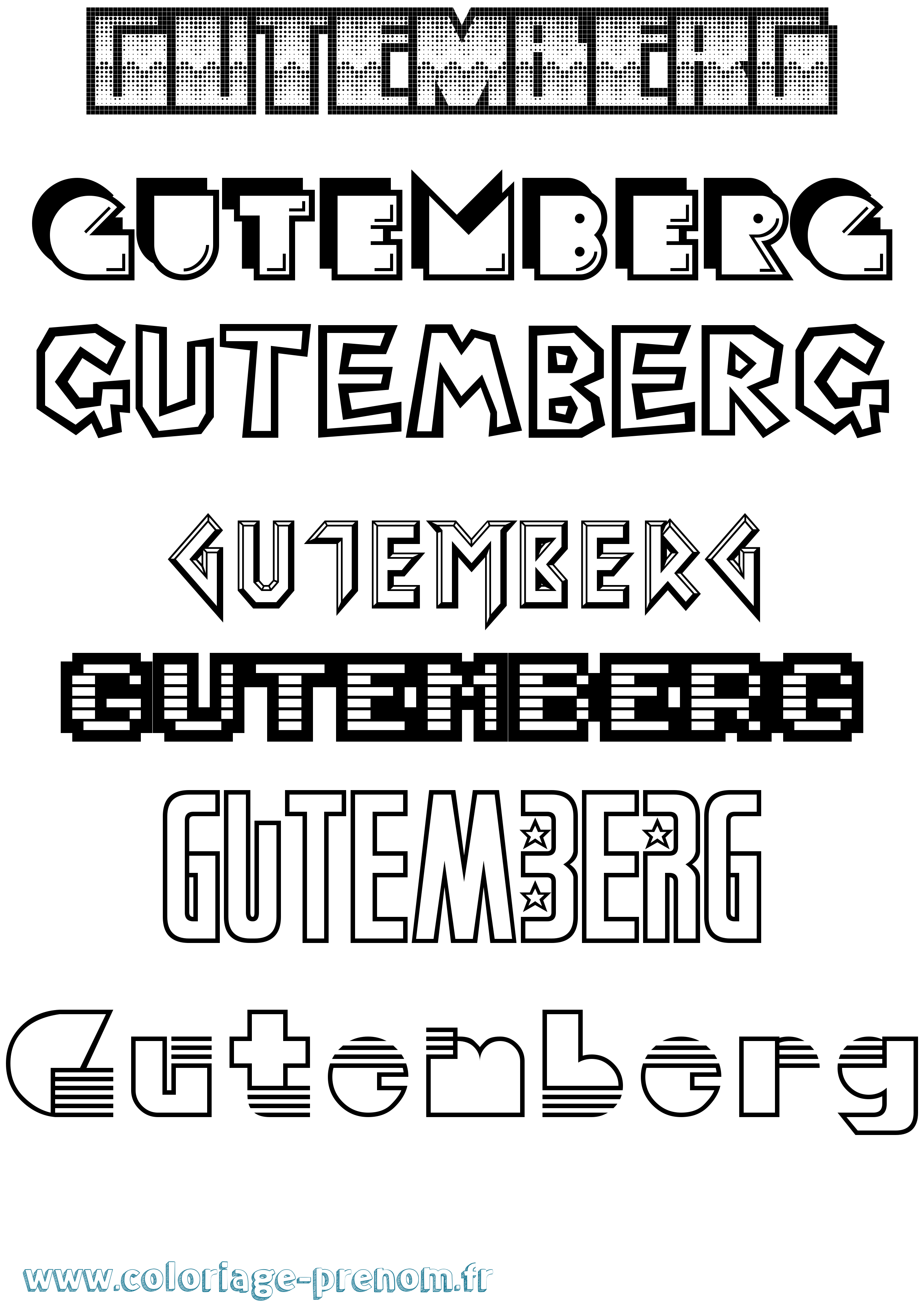 Coloriage Gutemberg Jeux Vidéos Coloriage prénom Gutemberg Jeux Vidéos