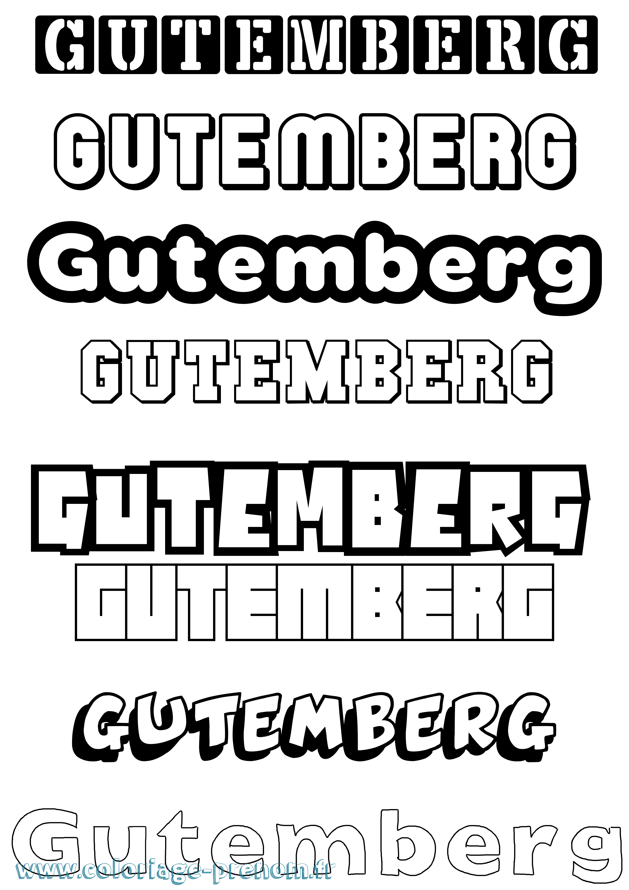Coloriage Gutemberg Simple Coloriage prénom Gutemberg Simple