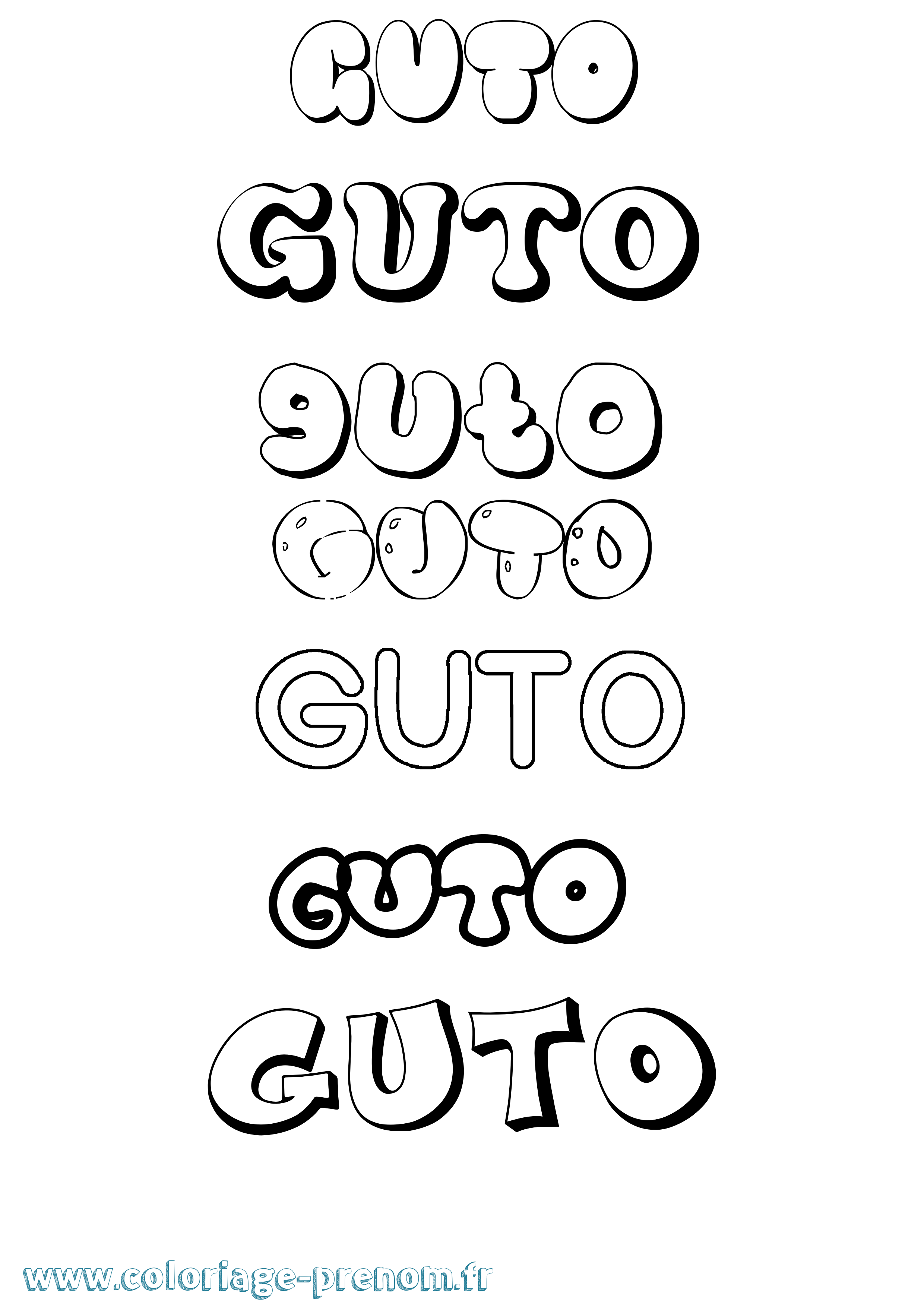 Coloriage Guto Bubble Coloriage prénom Guto Bubble