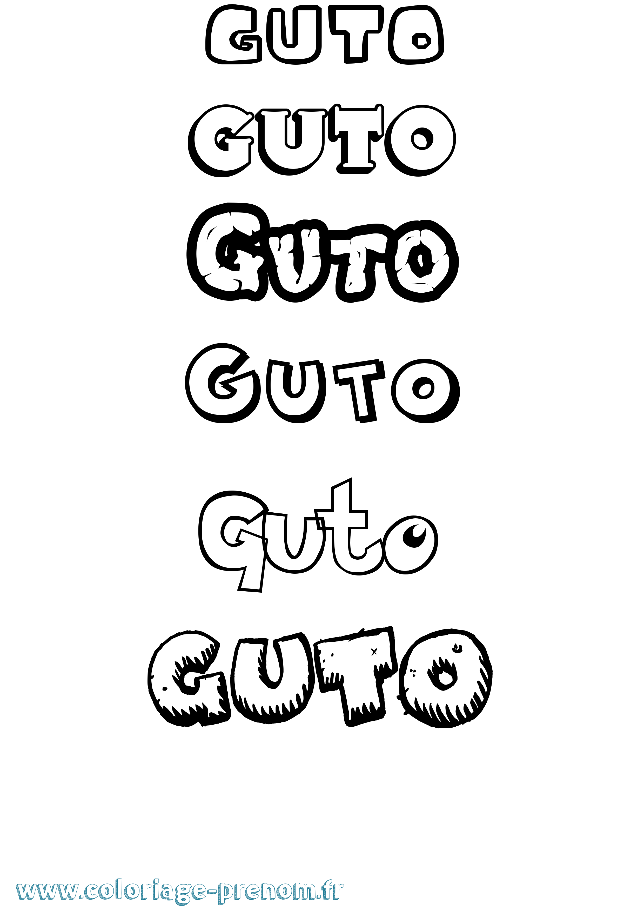 Coloriage Guto Dessin Animé Coloriage prénom Guto Dessin Animé