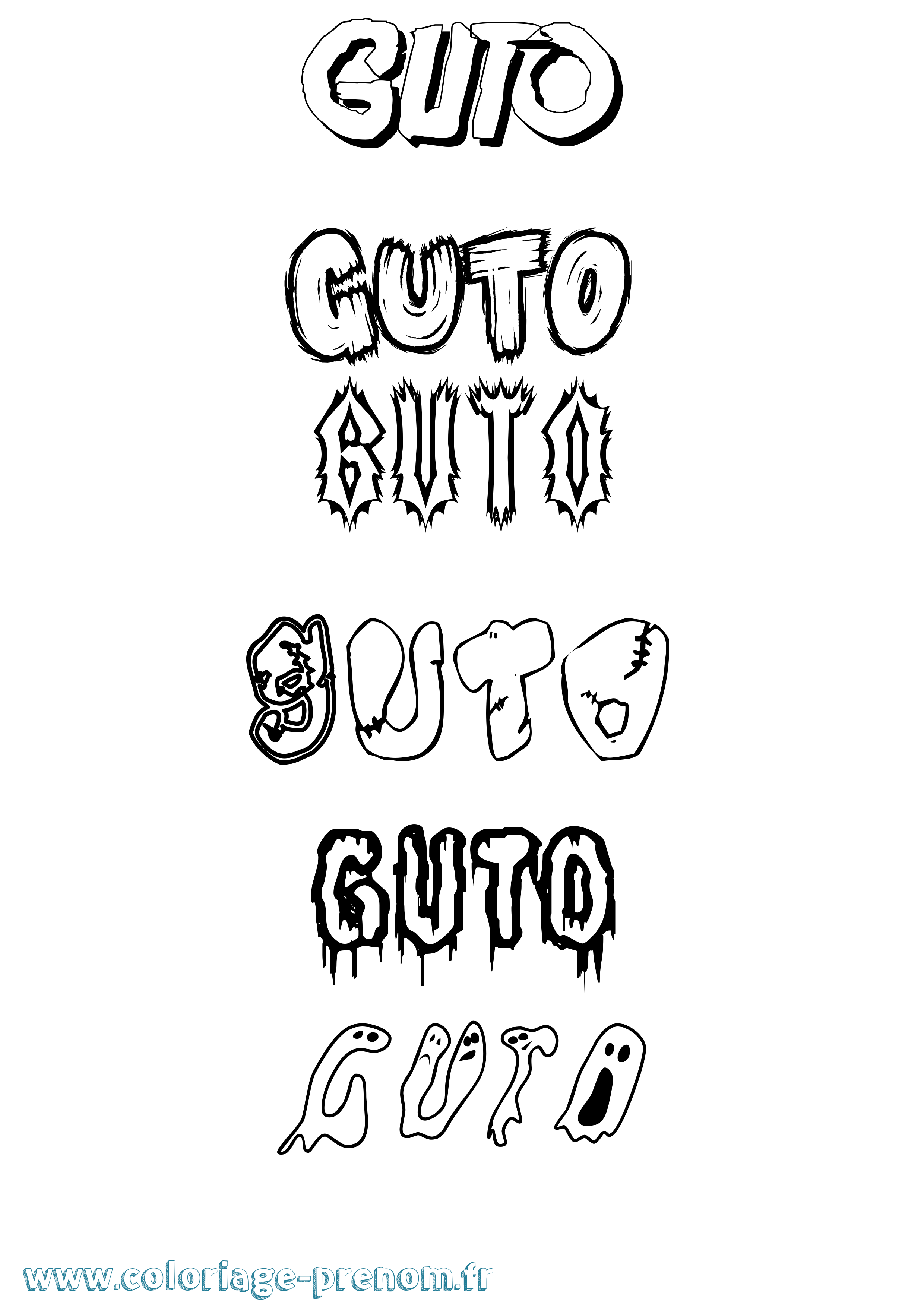 Coloriage Guto Frisson Coloriage prénom Guto Frisson