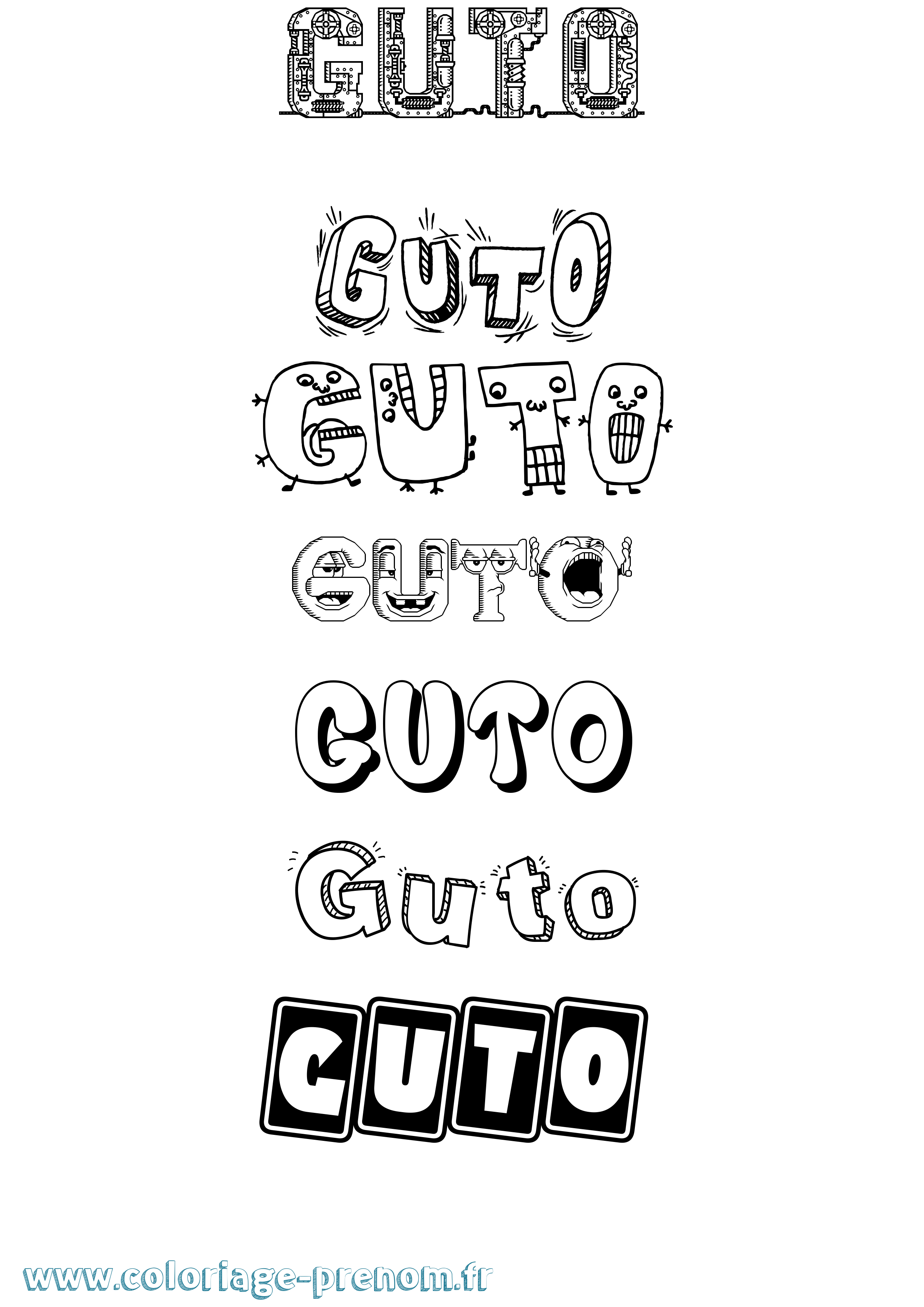 Coloriage Guto Fun Coloriage prénom Guto Fun
