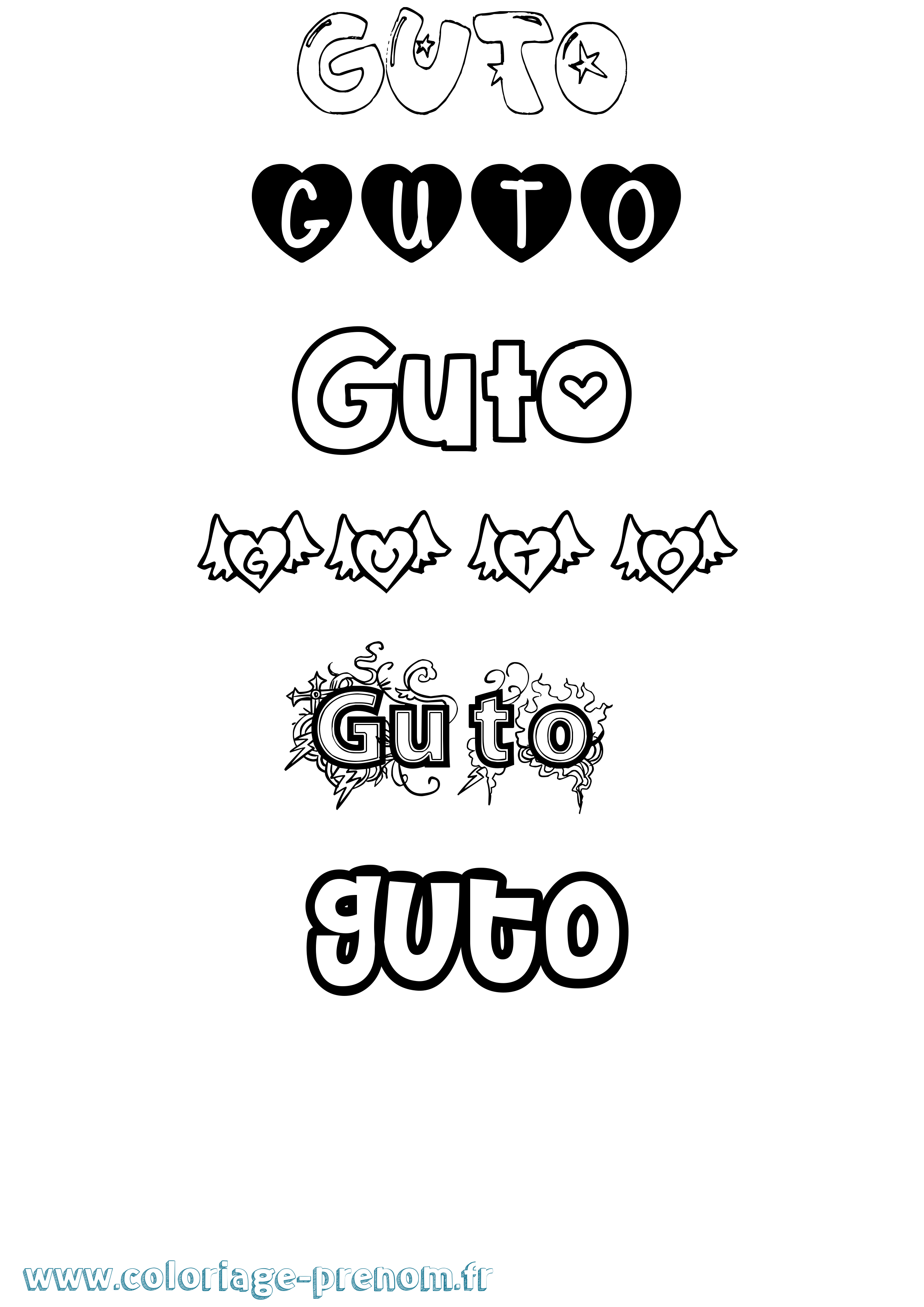 Coloriage Guto Girly Coloriage prénom Guto Girly