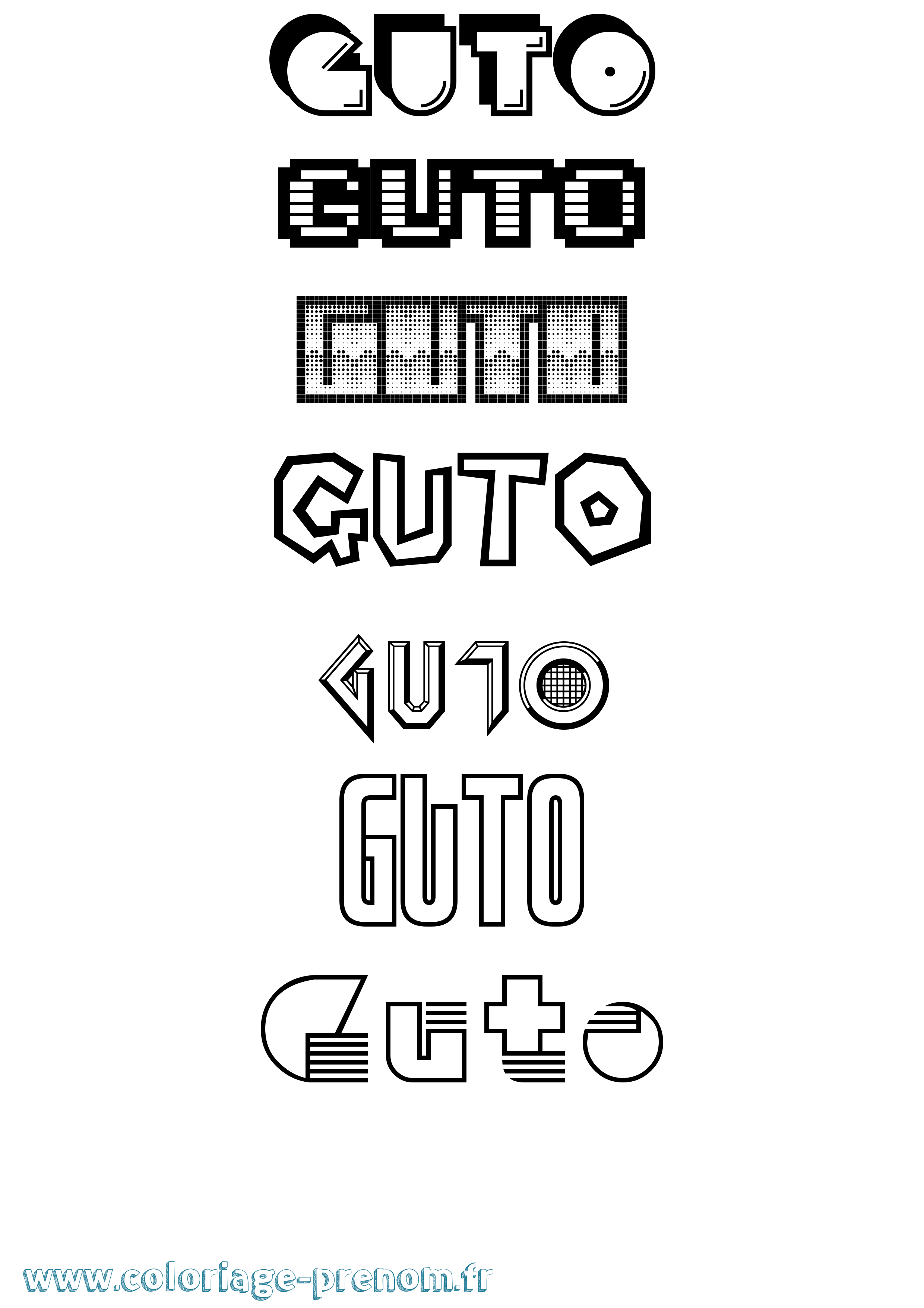 Coloriage Guto Jeux Vidéos Coloriage prénom Guto Jeux Vidéos