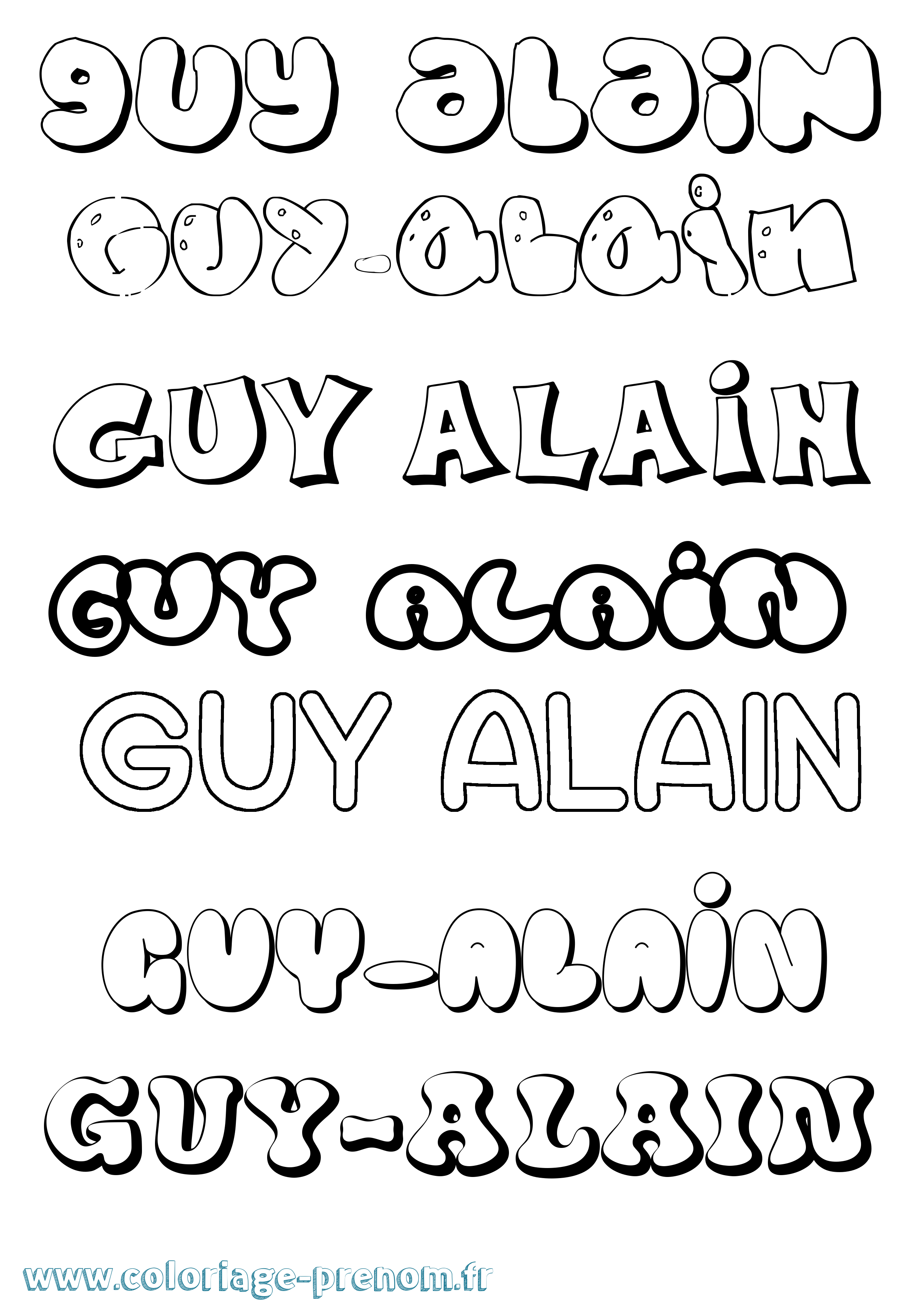 Coloriage Guy-Alain Bubble Coloriage prénom Guy-Alain Bubble
