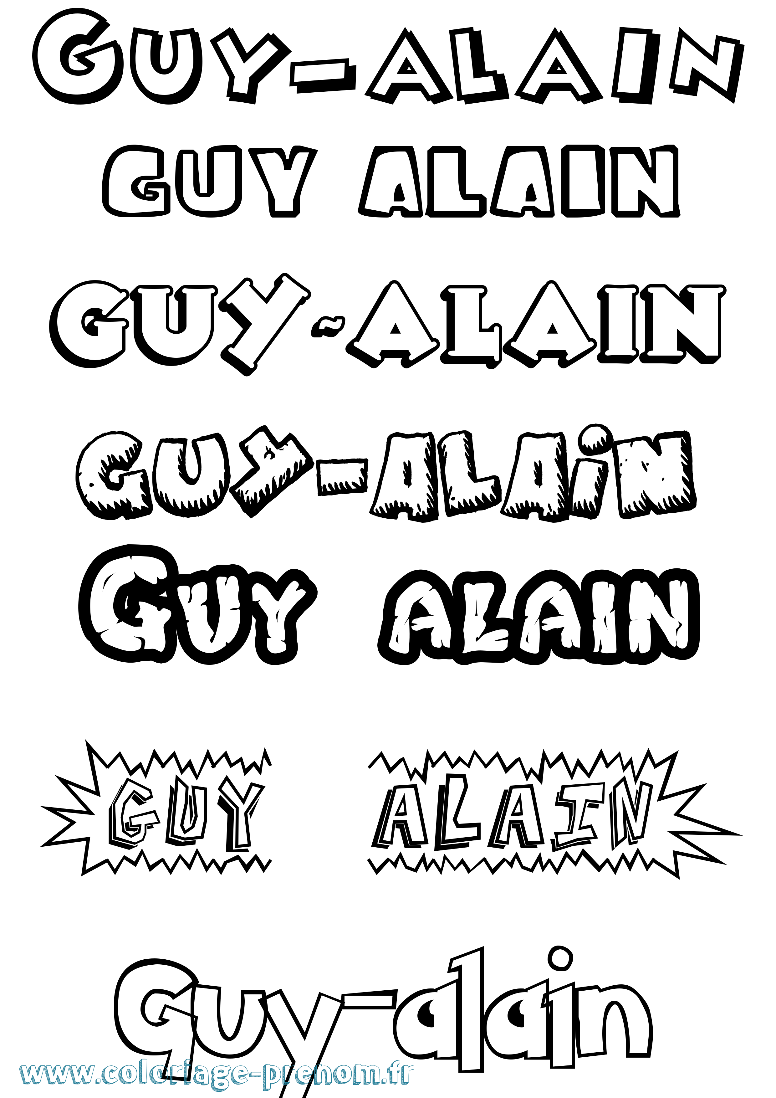 Coloriage Guy-Alain Dessin Animé Coloriage prénom Guy-Alain Dessin Animé