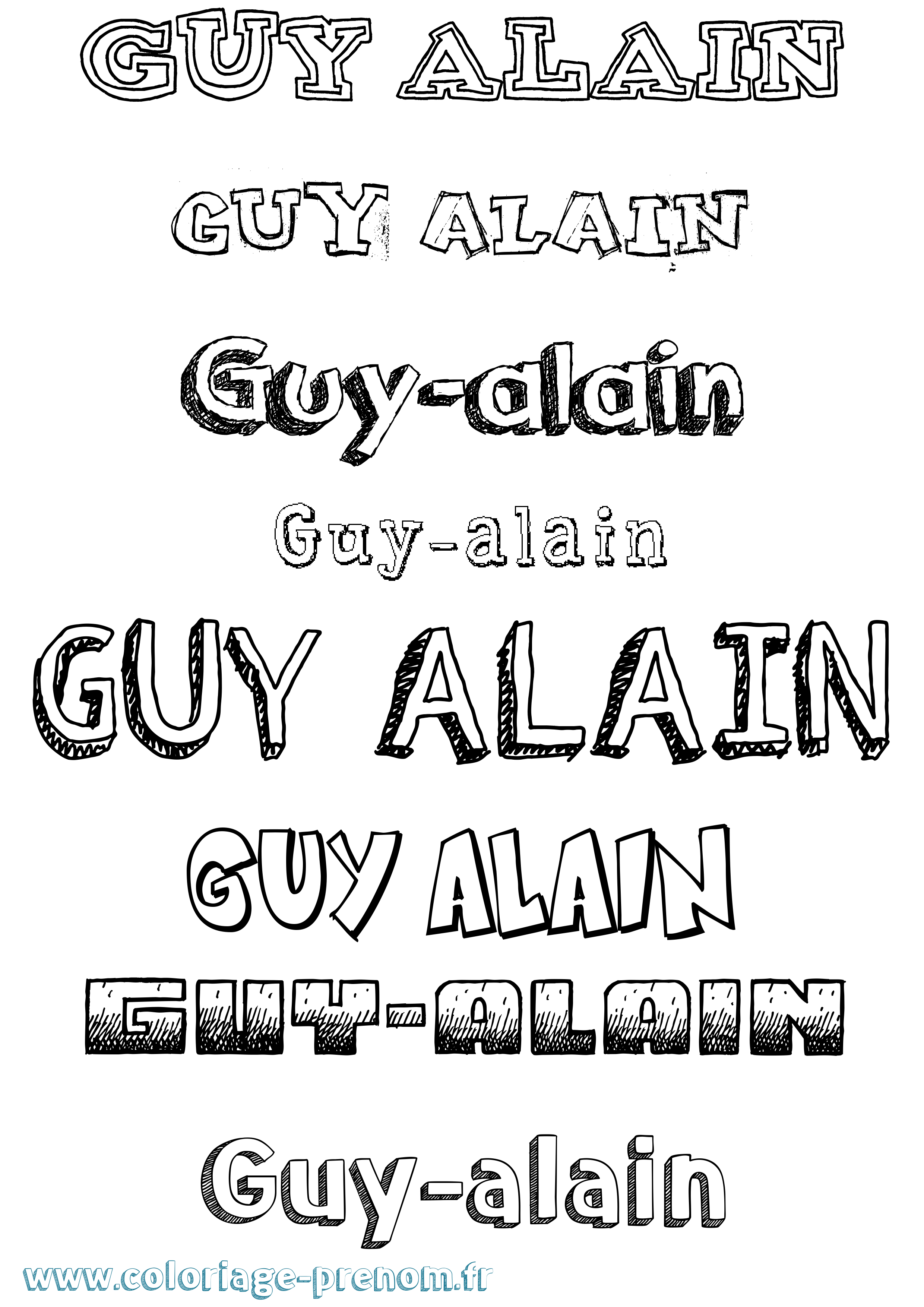 Coloriage Guy-Alain Dessiné Coloriage prénom Guy-Alain Dessiné