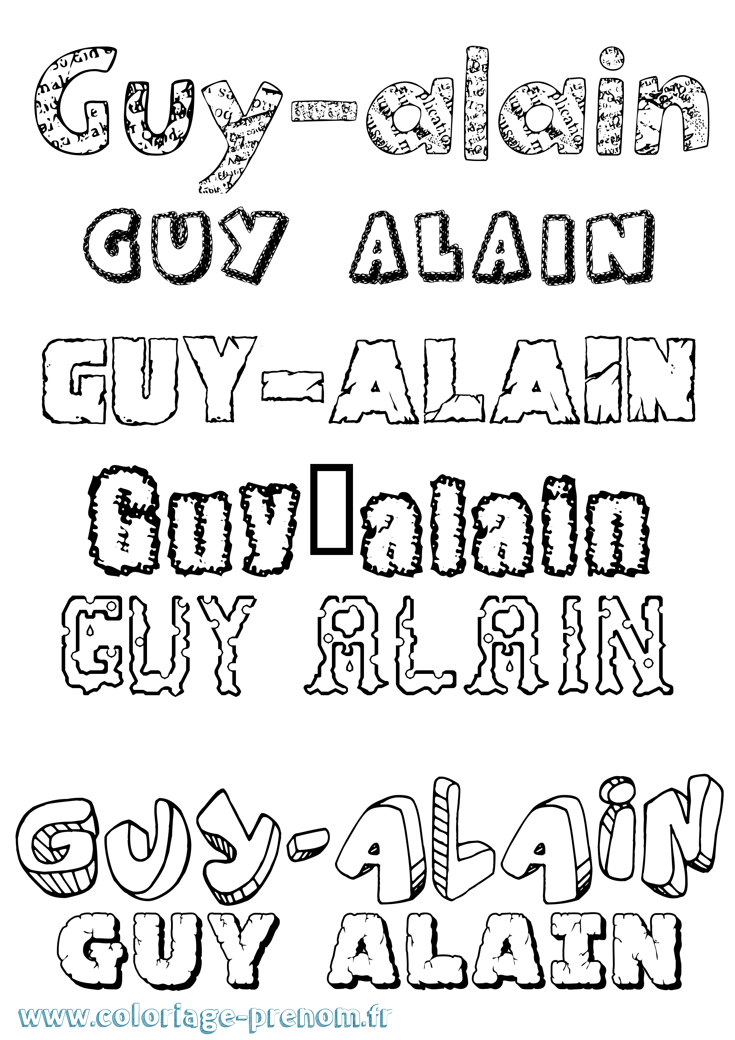 Coloriage Guy-Alain Destructuré Coloriage prénom Guy-Alain Destructuré