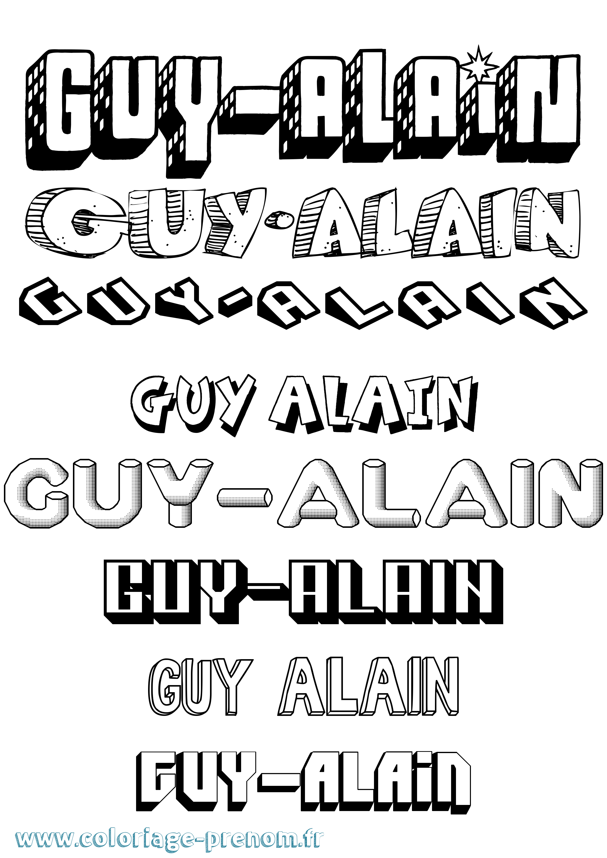 Coloriage Guy-Alain Effet 3D Coloriage prénom Guy-Alain Effet 3D