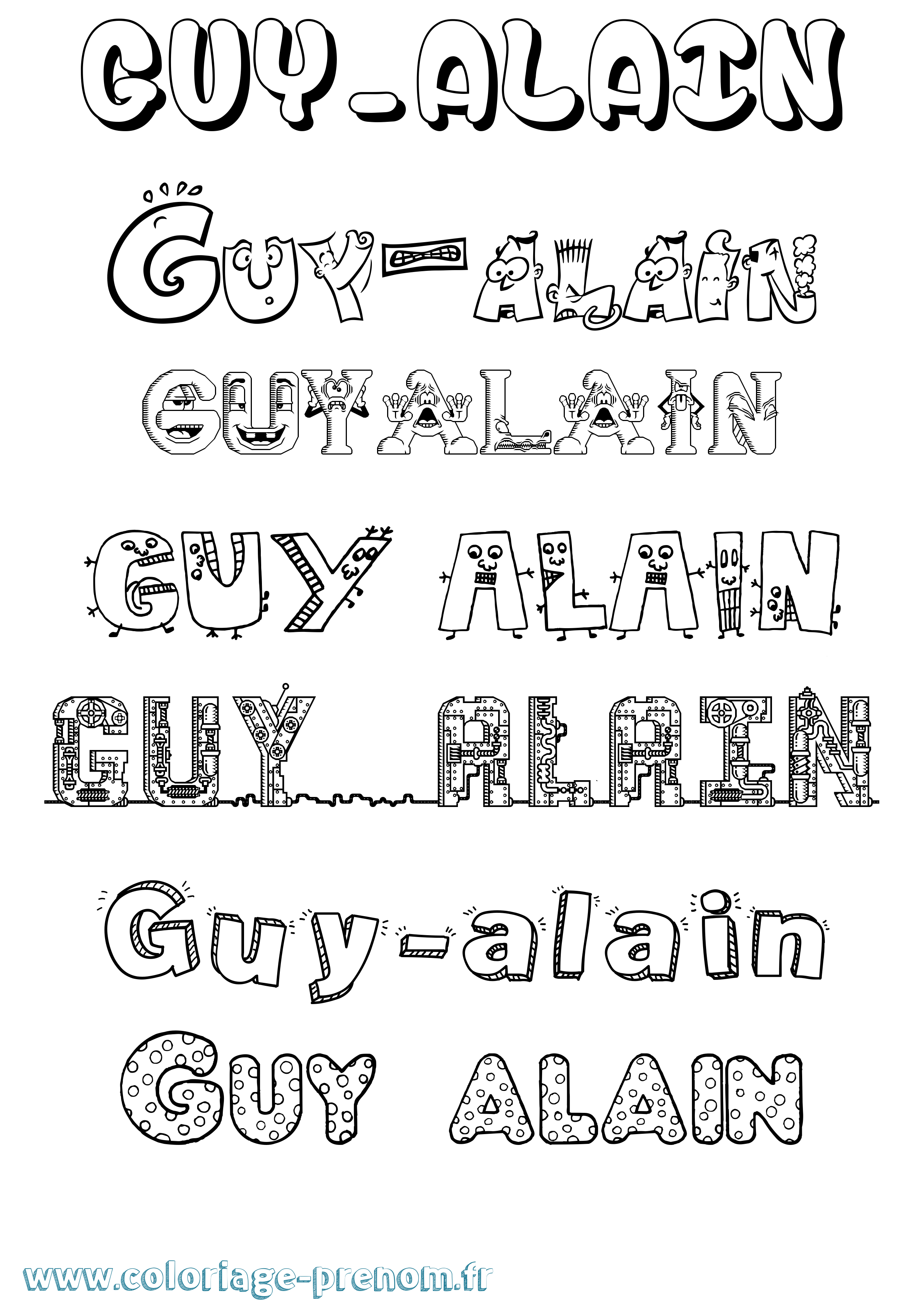 Coloriage Guy-Alain Fun Coloriage prénom Guy-Alain Fun